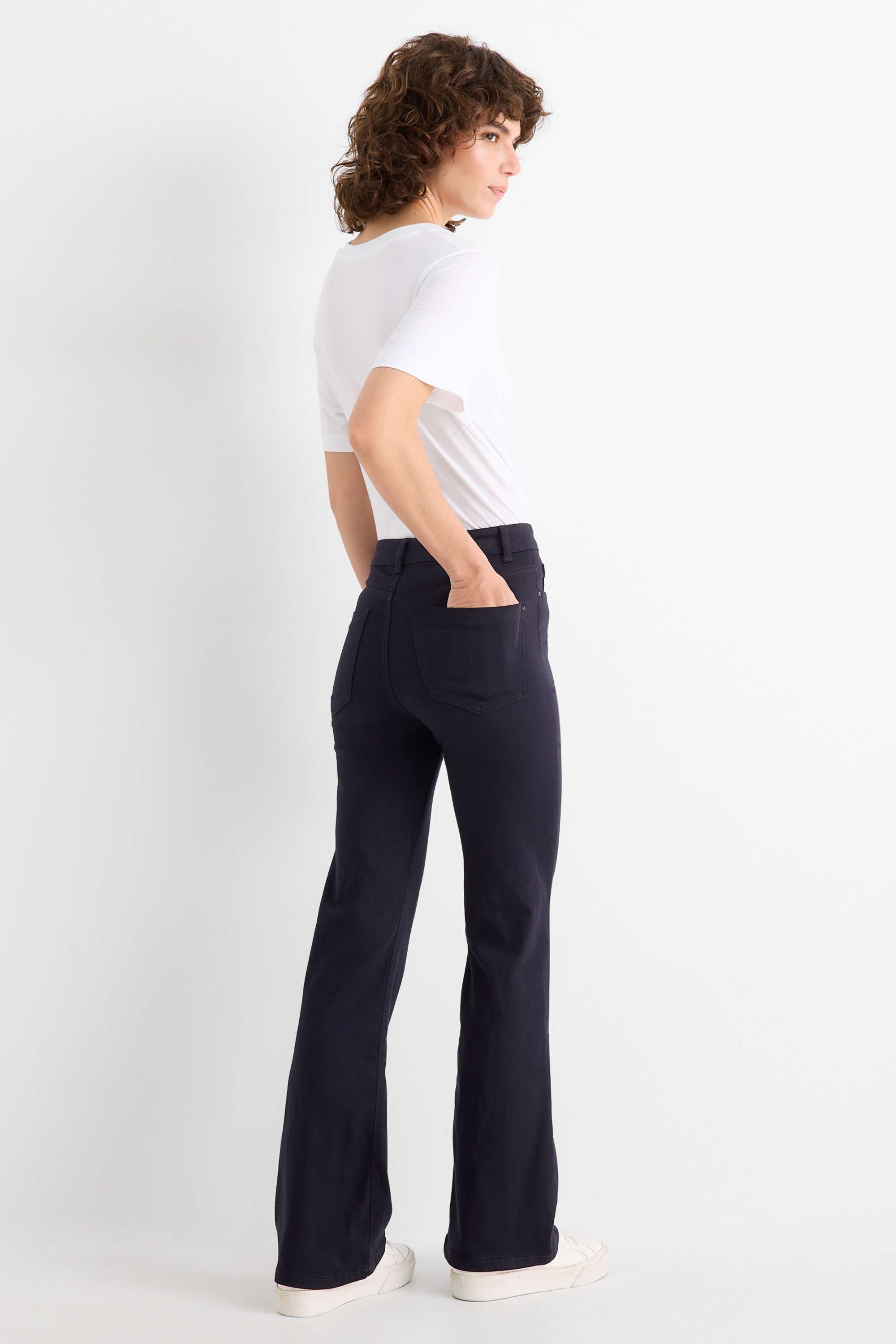 Cloth trousers - high waist - recycled dark blue