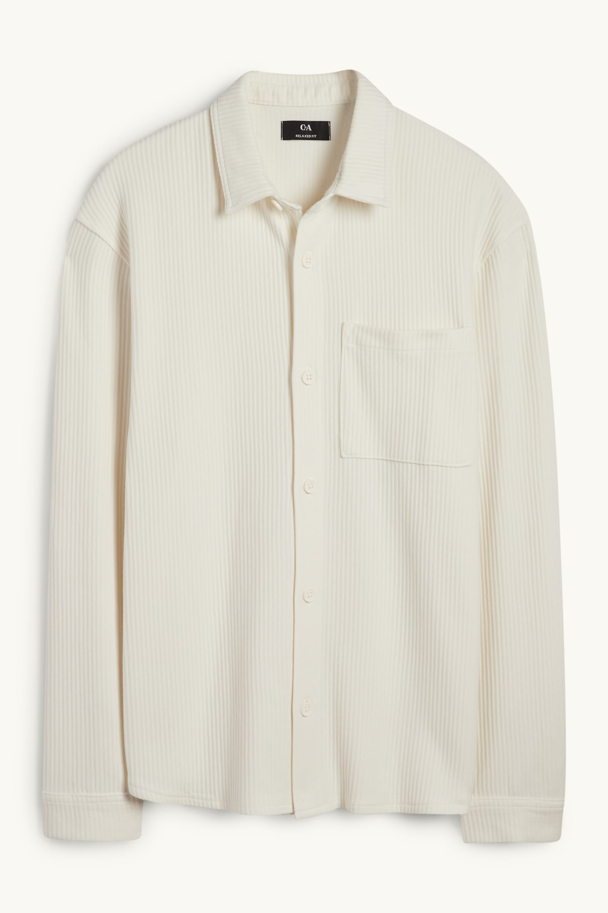 Shirt - relaxed fit - kent collar - ribbed white