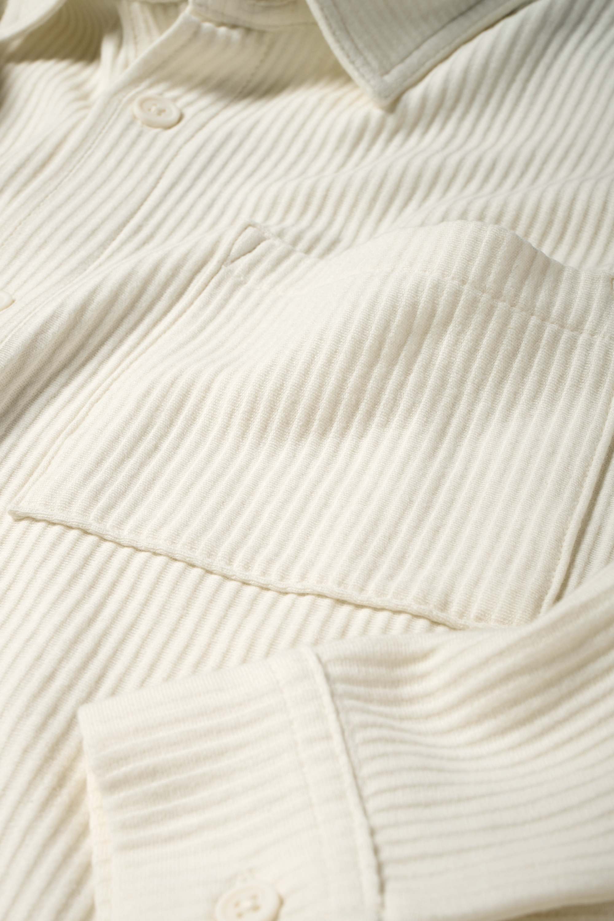 Shirt - relaxed fit - kent collar - ribbed white