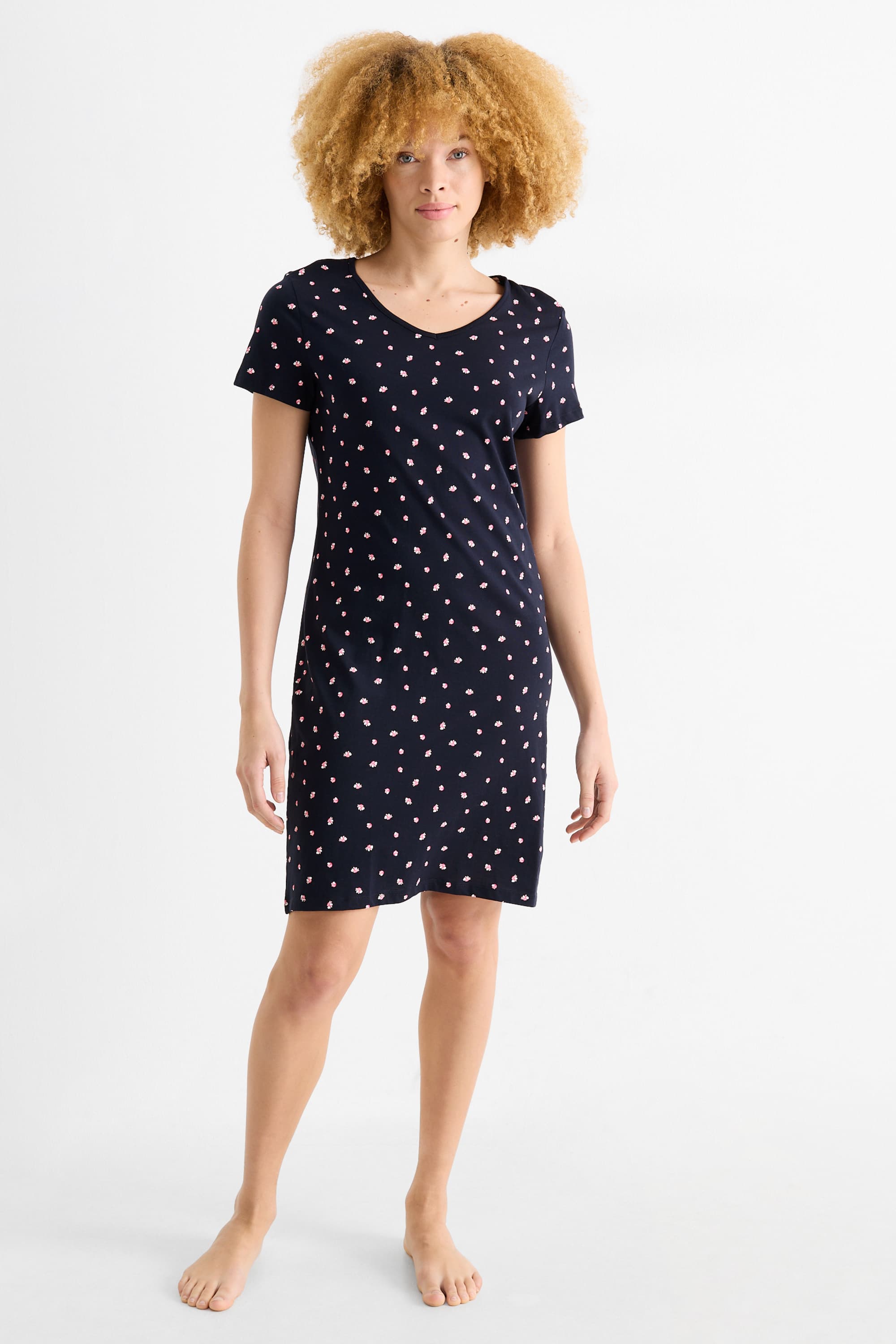 Nightdress - floral dark blue