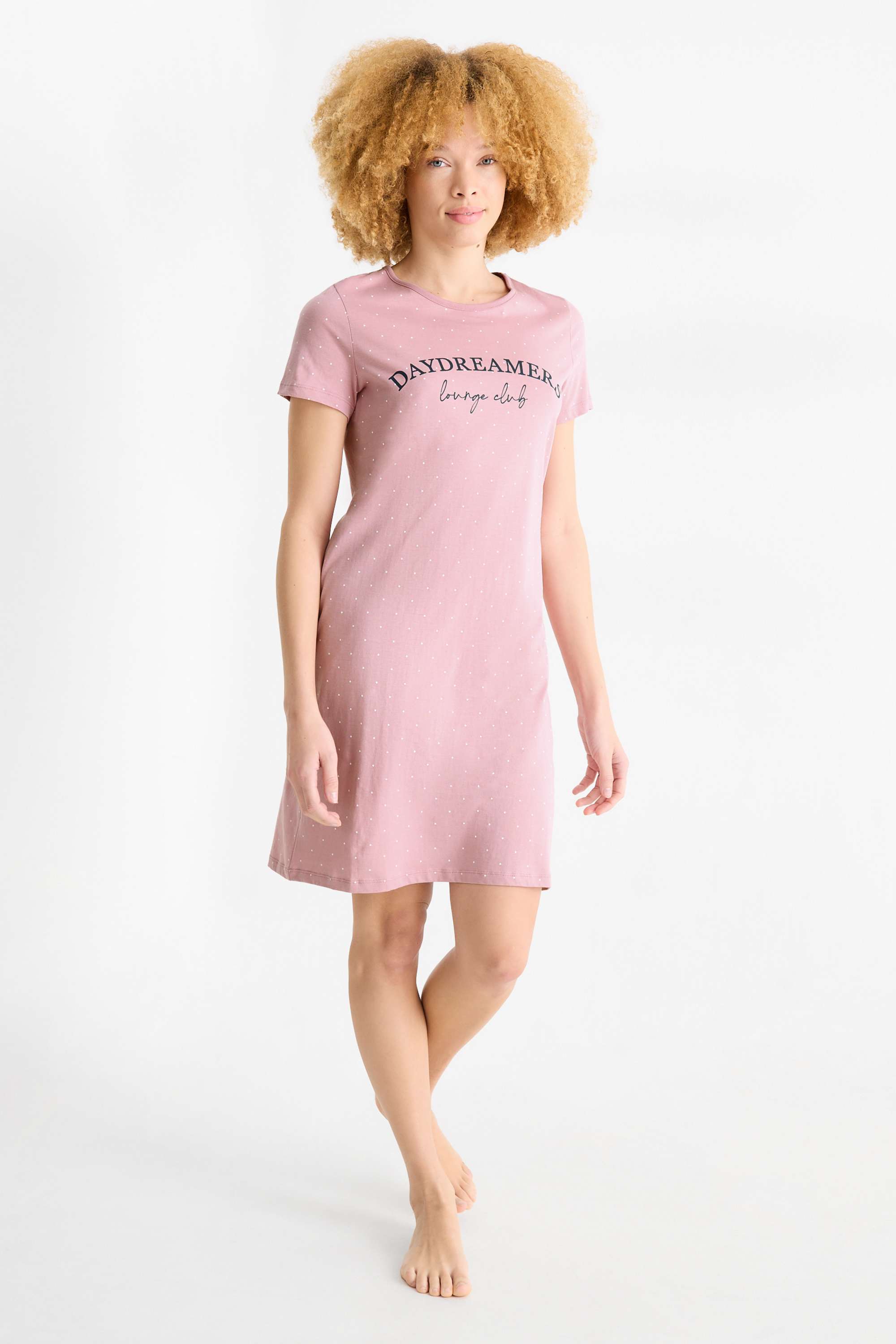 Nightdress - polka dot dark rose