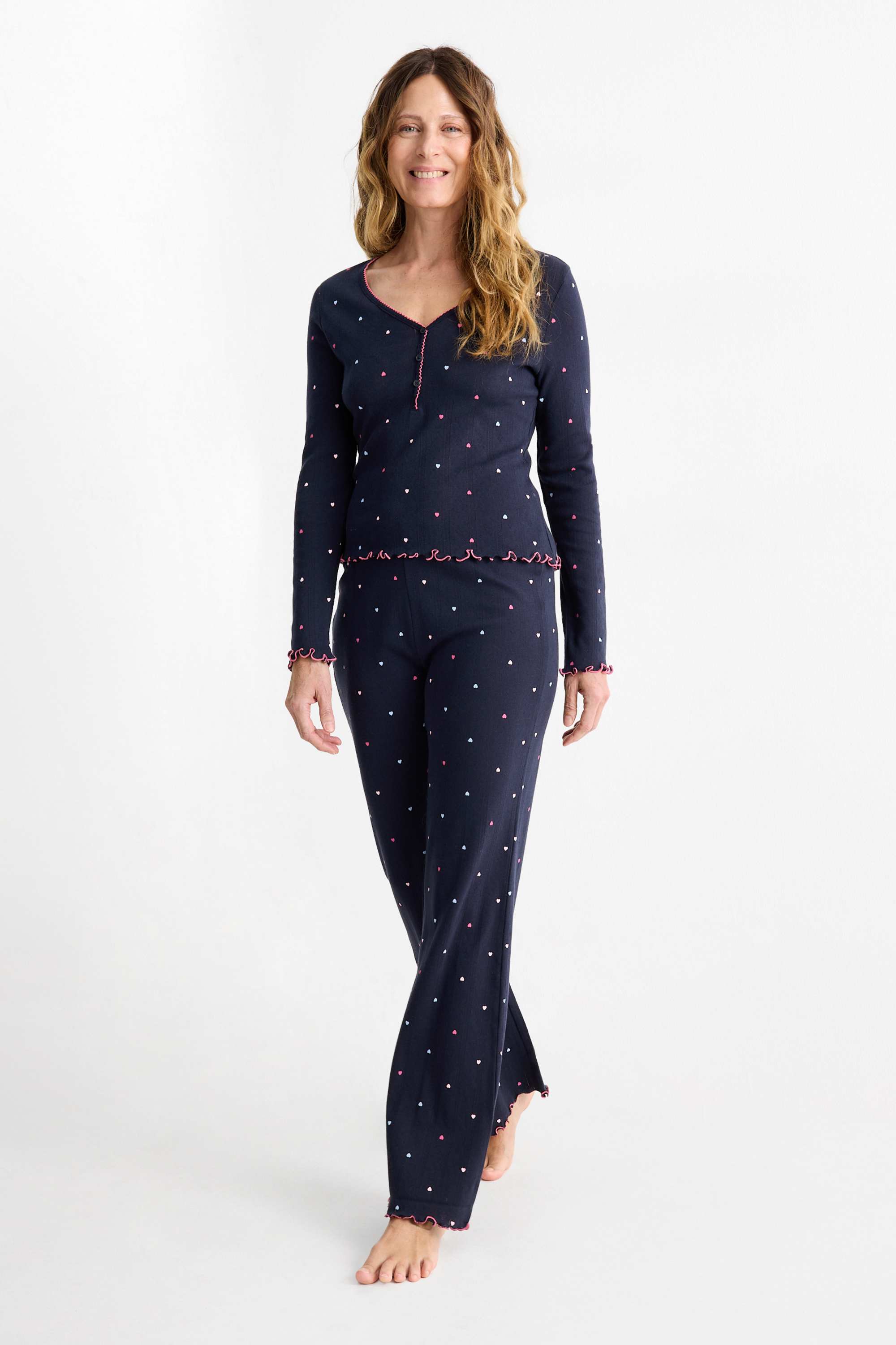 Pointelle pyjamas - patterned dark blue