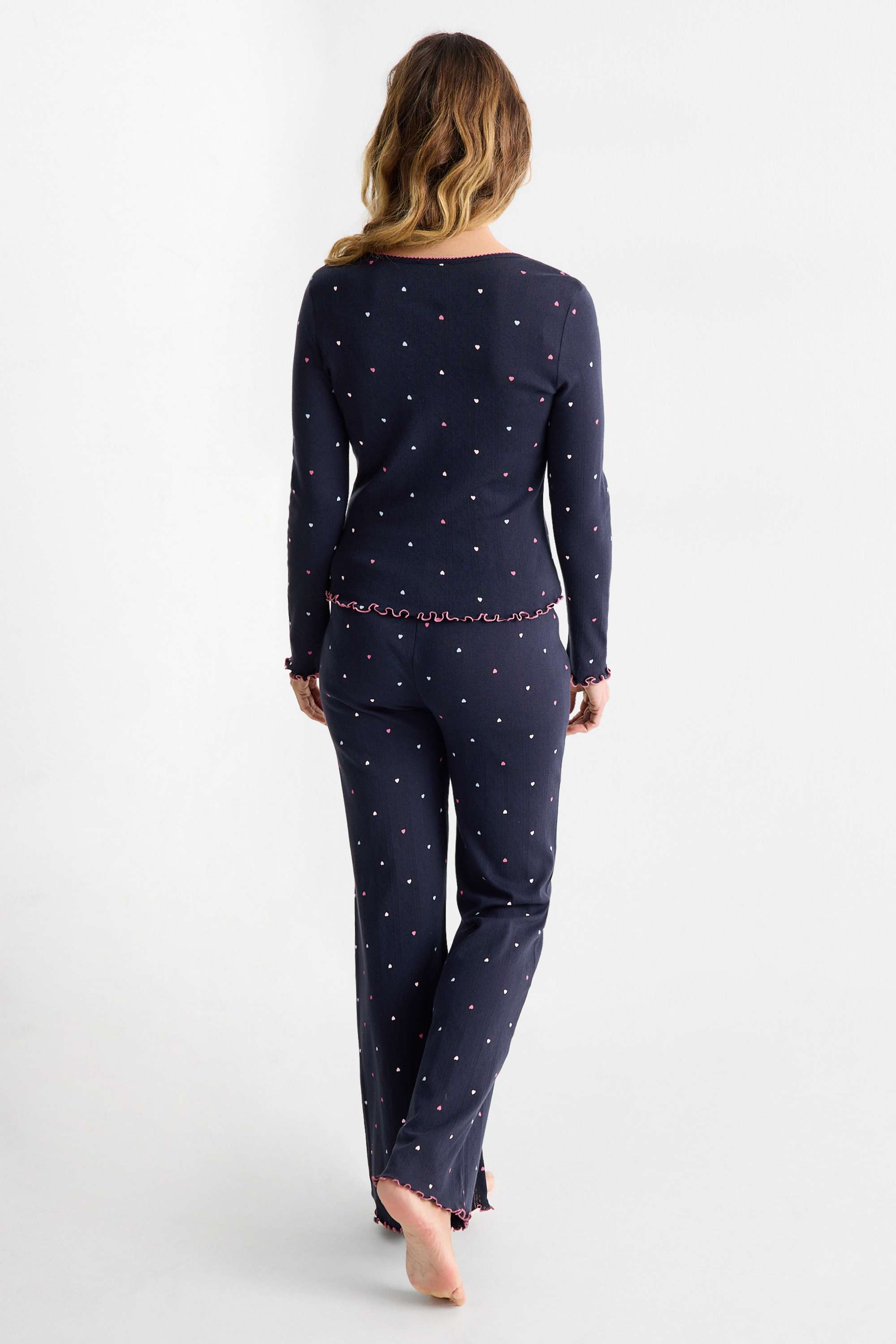 Pointelle pyjamas - patterned dark blue