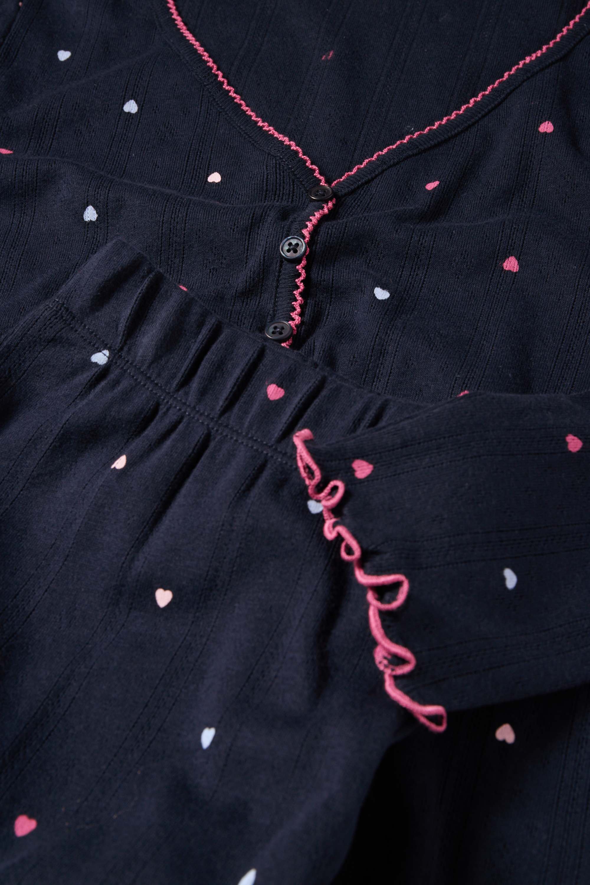 Pointelle pyjamas - patterned dark blue