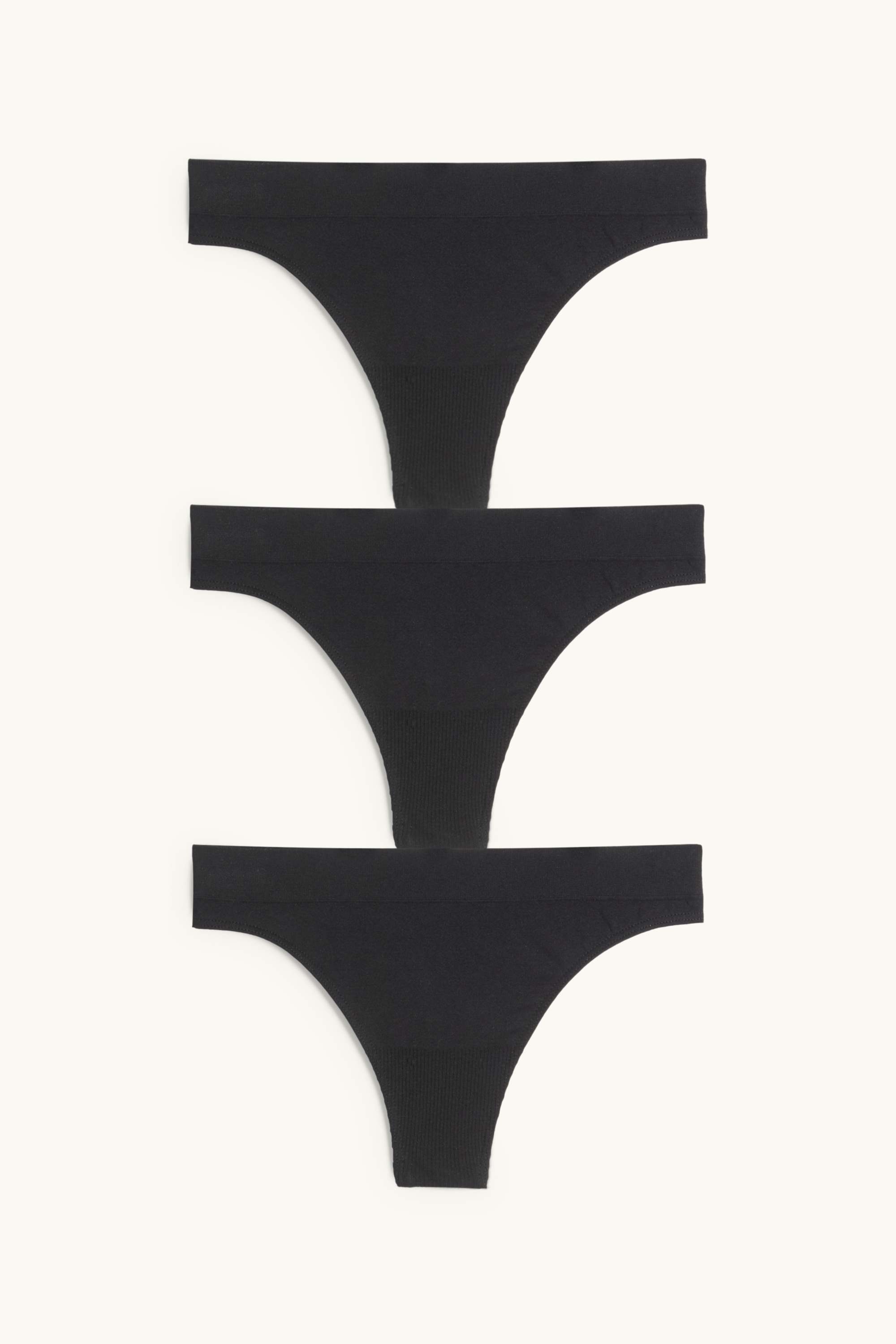 Multipack of 3 - thong - seamless black
