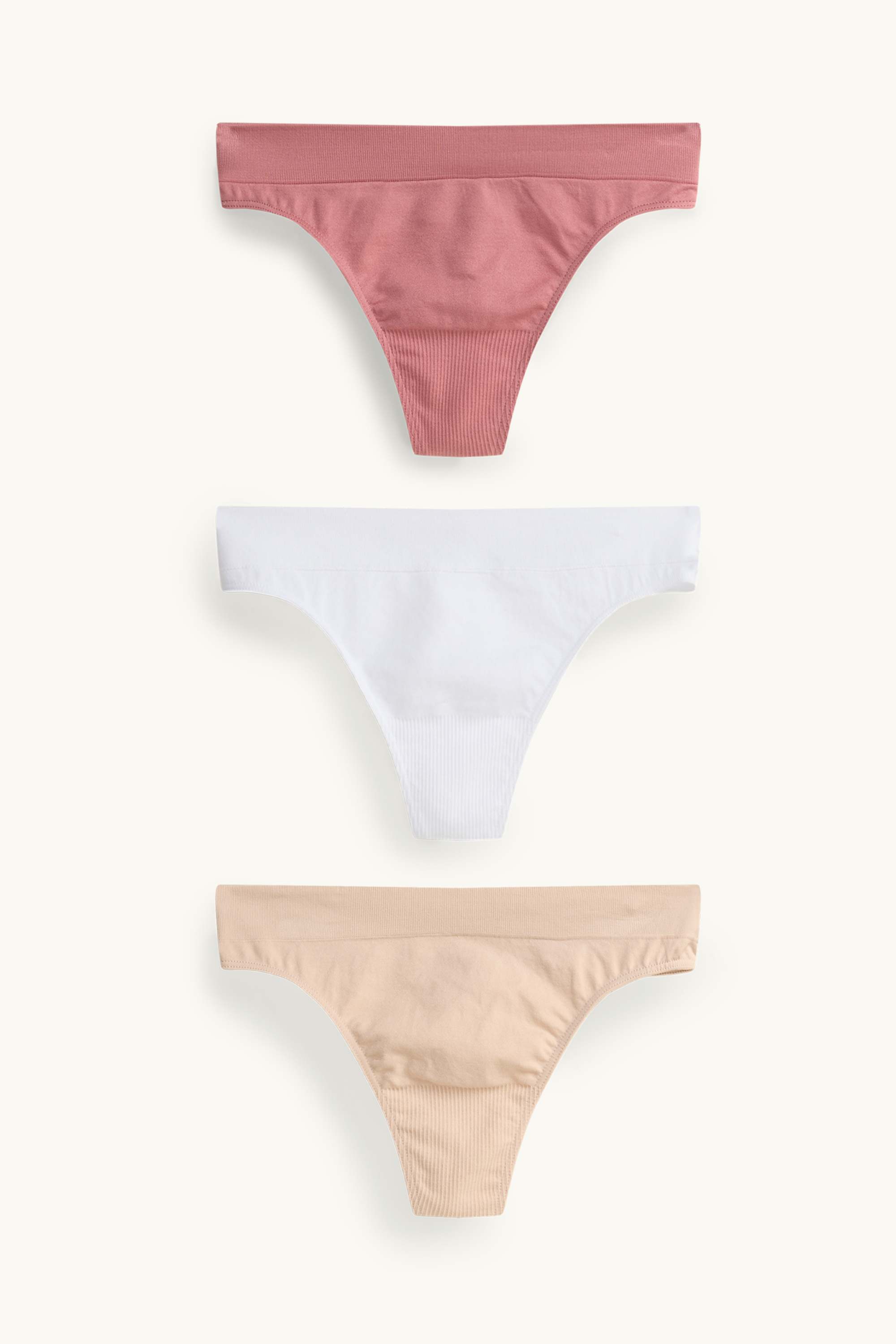 Multipack of 3 - thong - seamless rose / beige