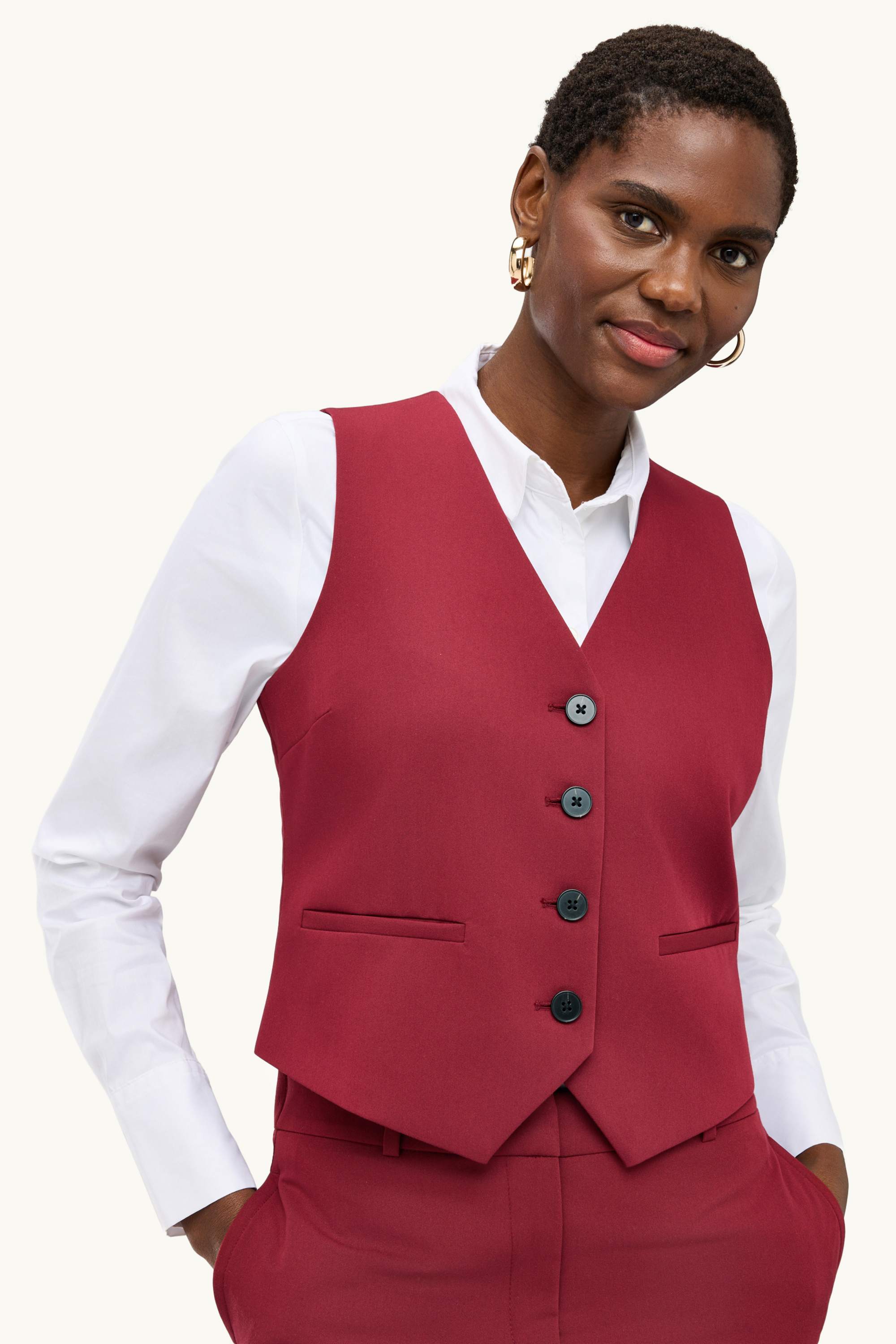 Business waistcoat - regular fit dark red