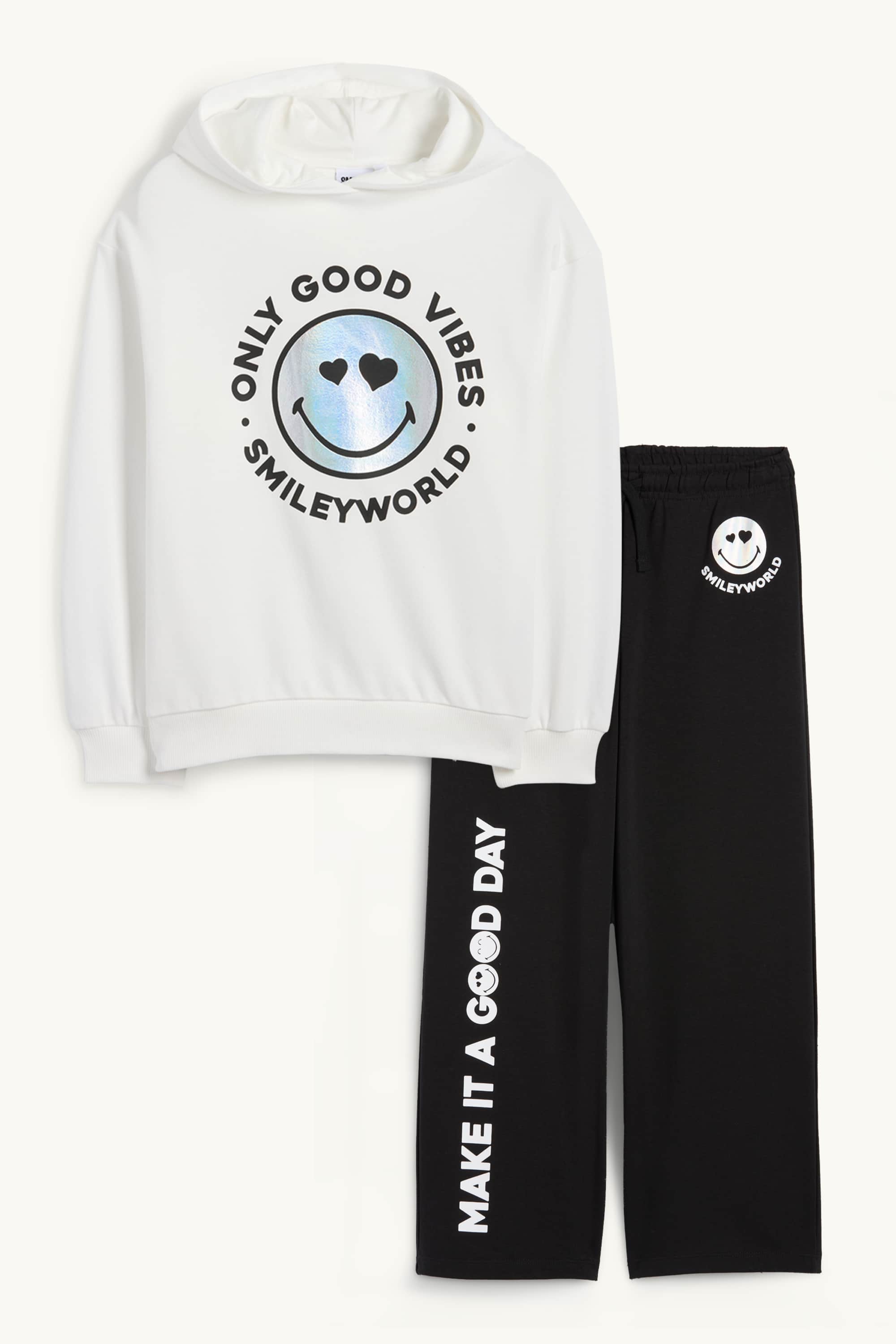SmileyWorld® - set - hoodie and joggers - 2 piece black / white