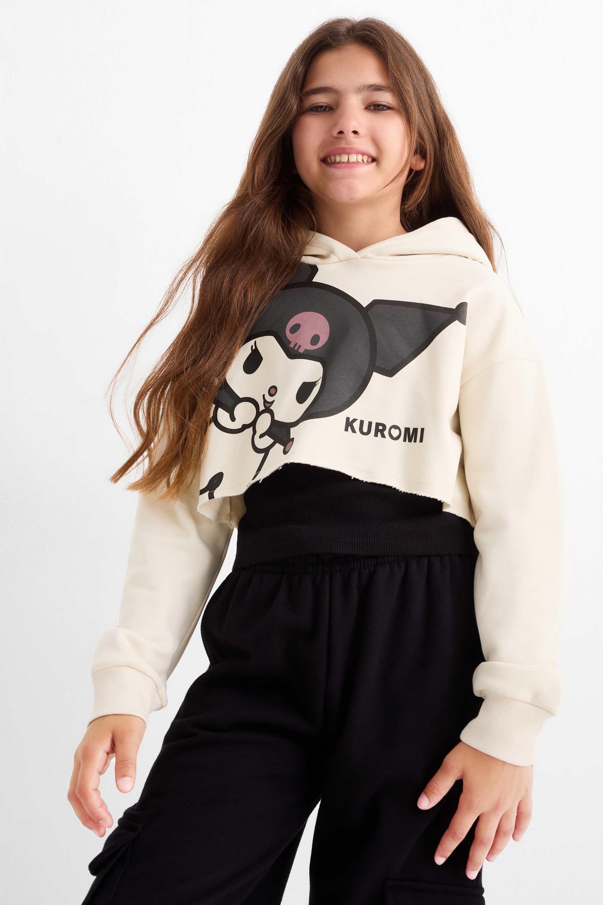 Kuromi - set - hoodie and top - 2 piece light beige