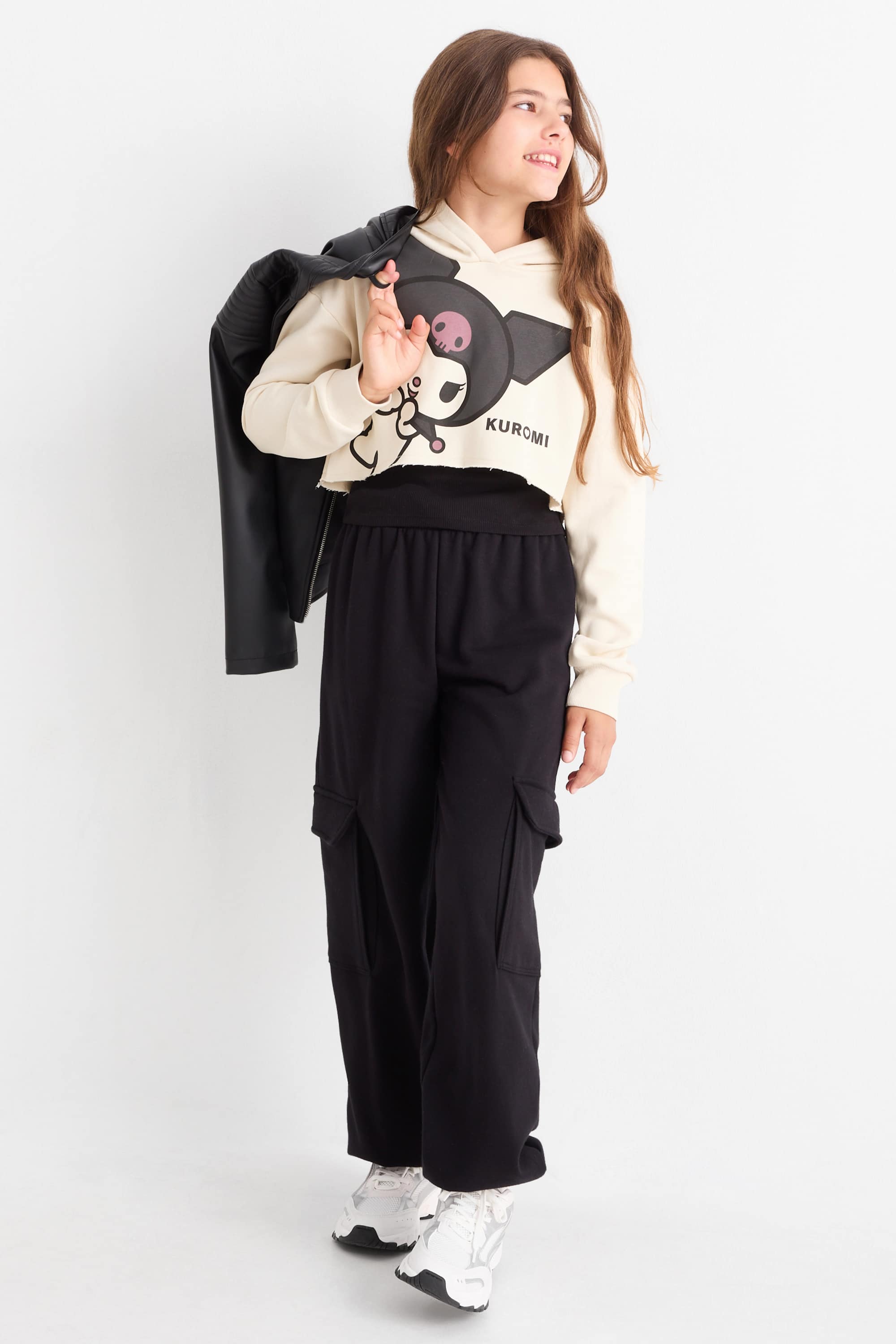 Kuromi - set - hoodie and top - 2 piece light beige
