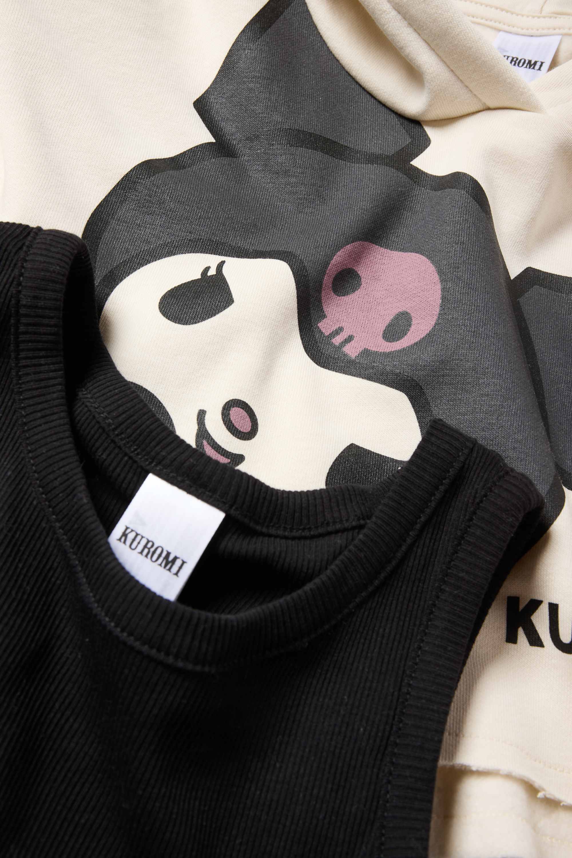 Kuromi - set - hoodie and top - 2 piece light beige