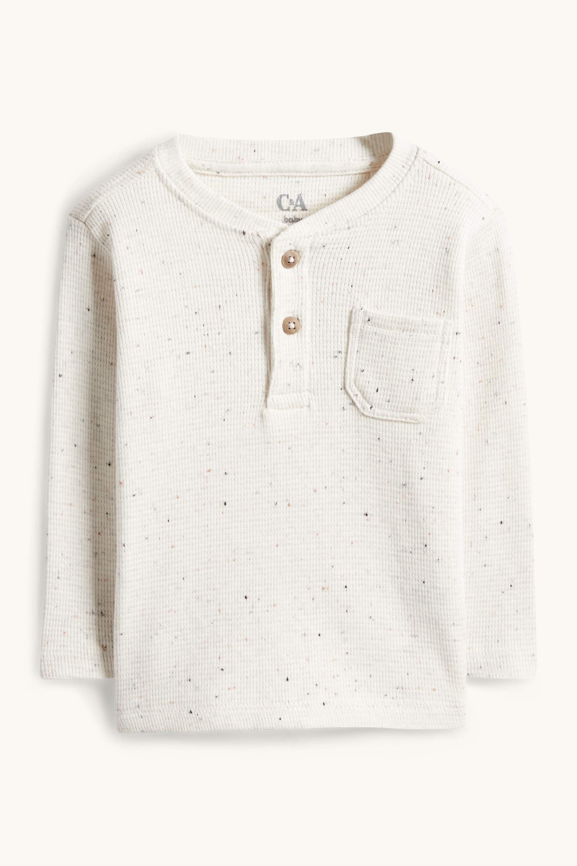 Long sleeve baby top - textured cremewhite