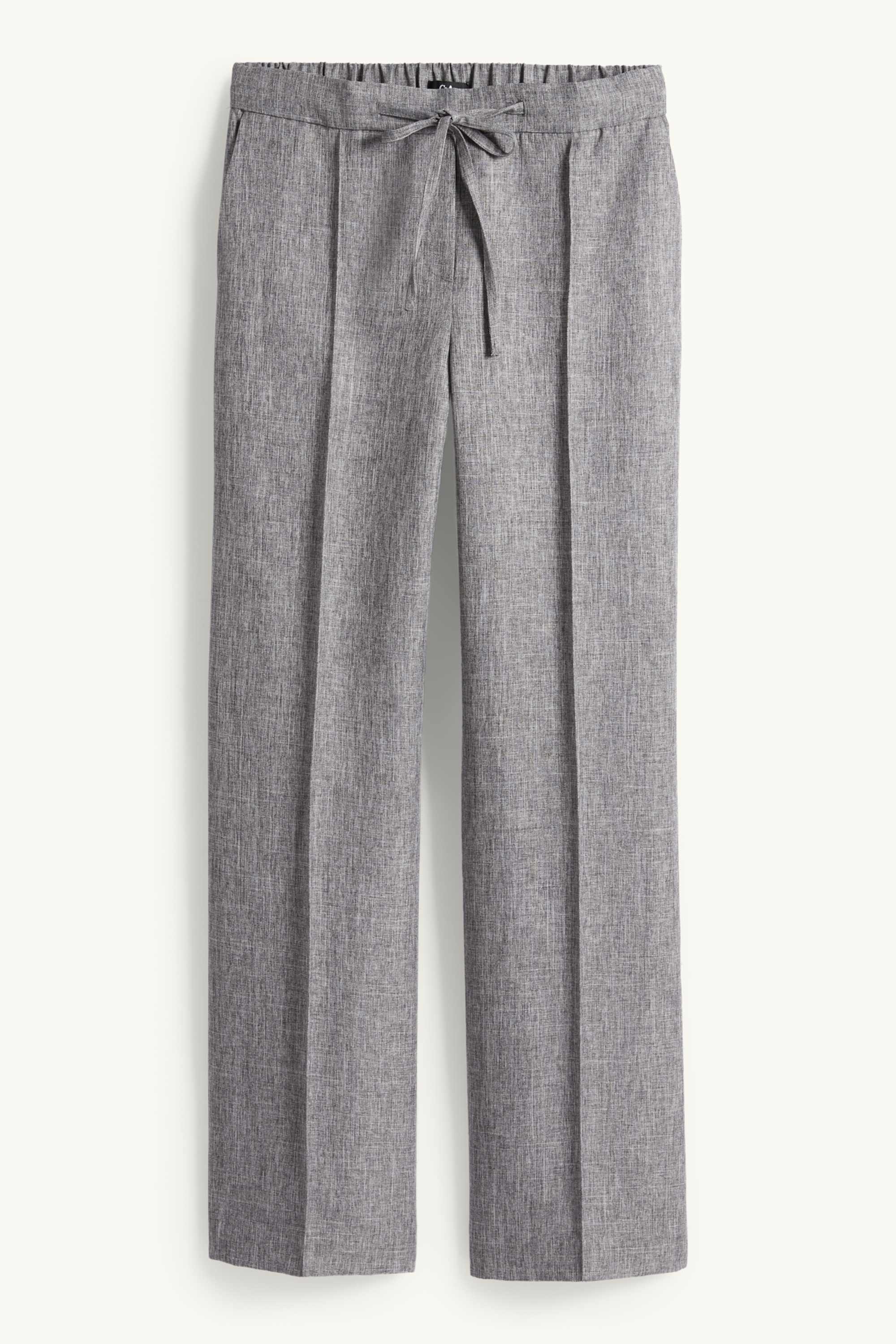 Business trousers - mid-rise waist - straight fit gray-melange