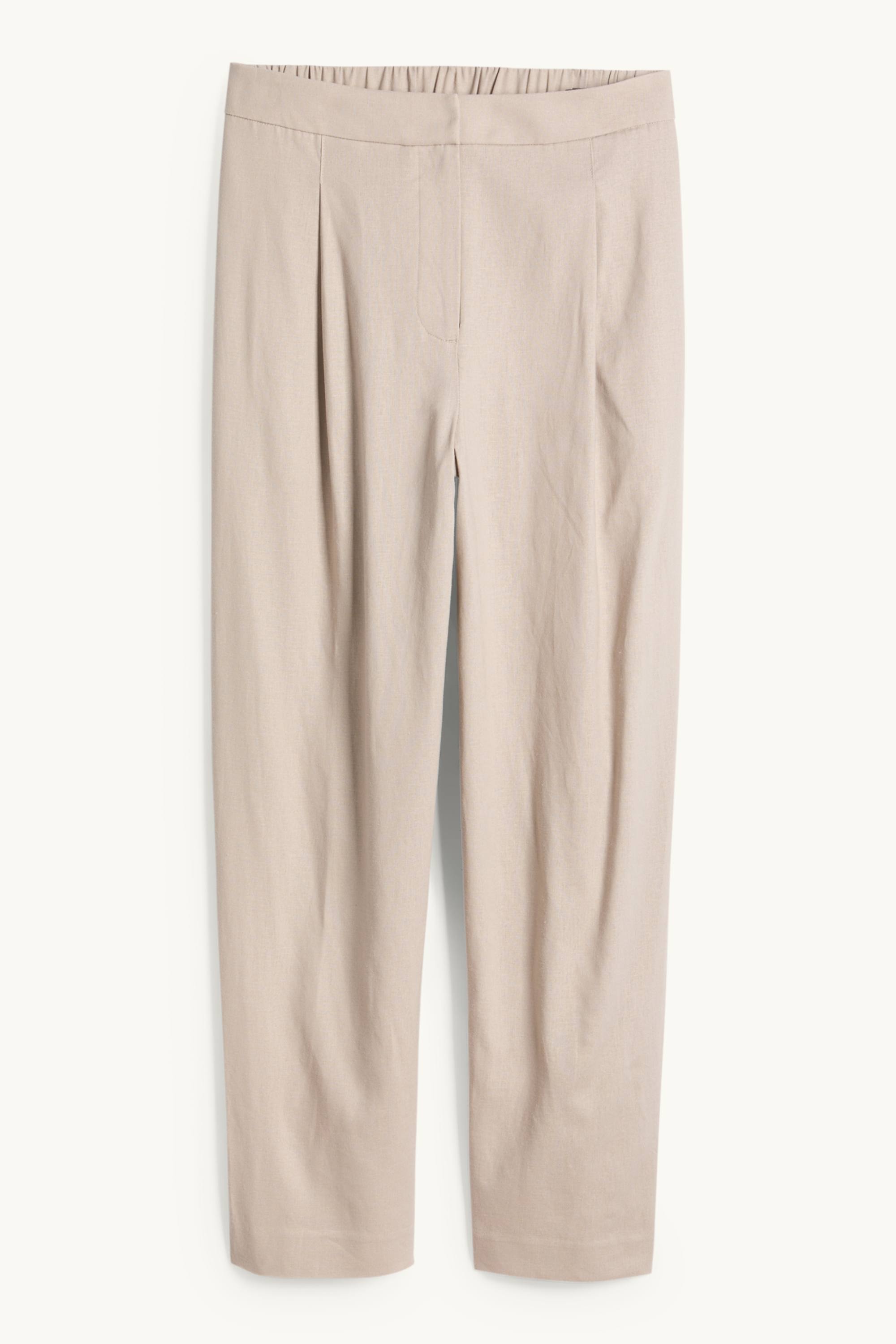 Business trousers - mid-rise waist - regular fit - linen blend beige