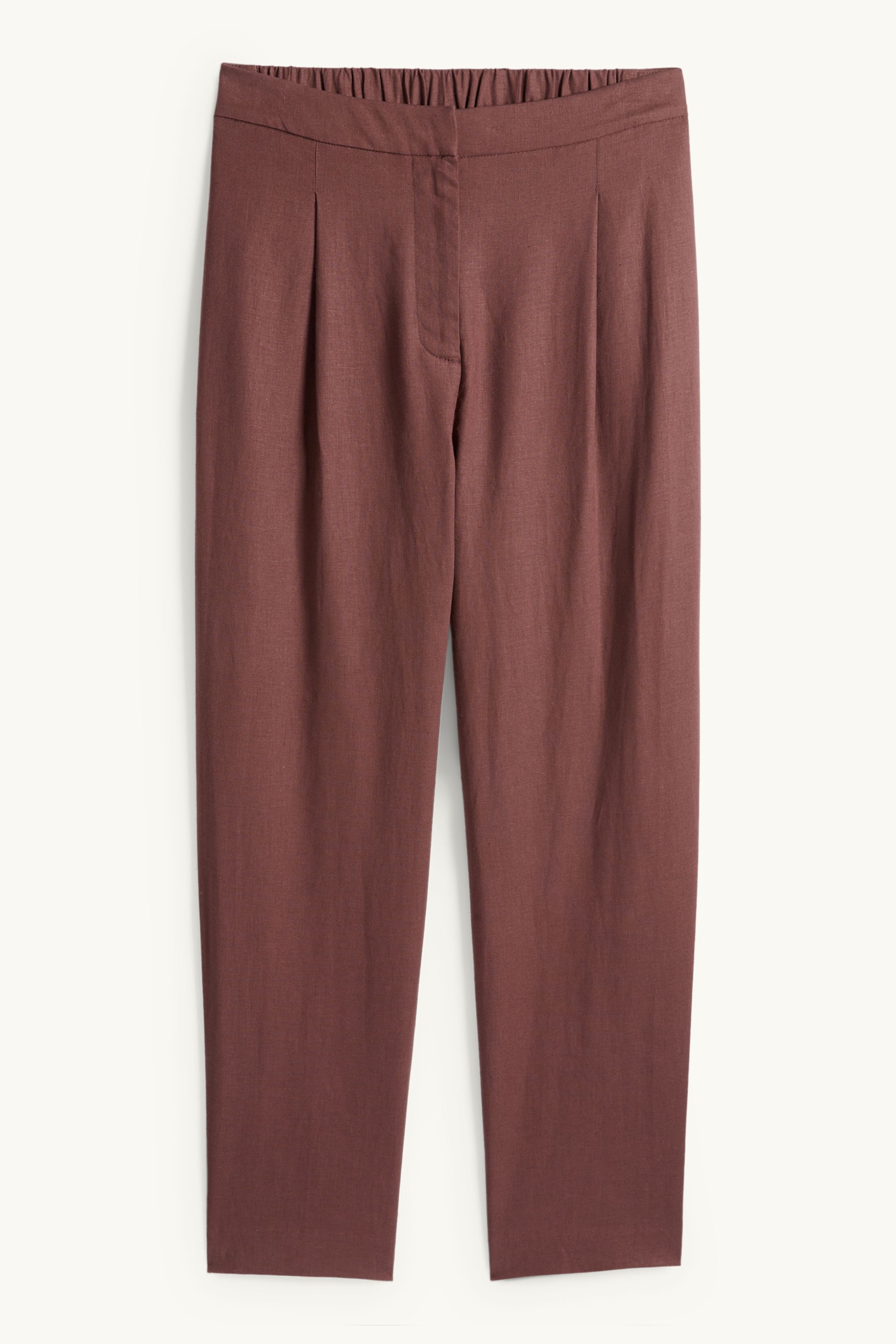 Business trousers - mid-rise waist - regular fit - linen blend brown