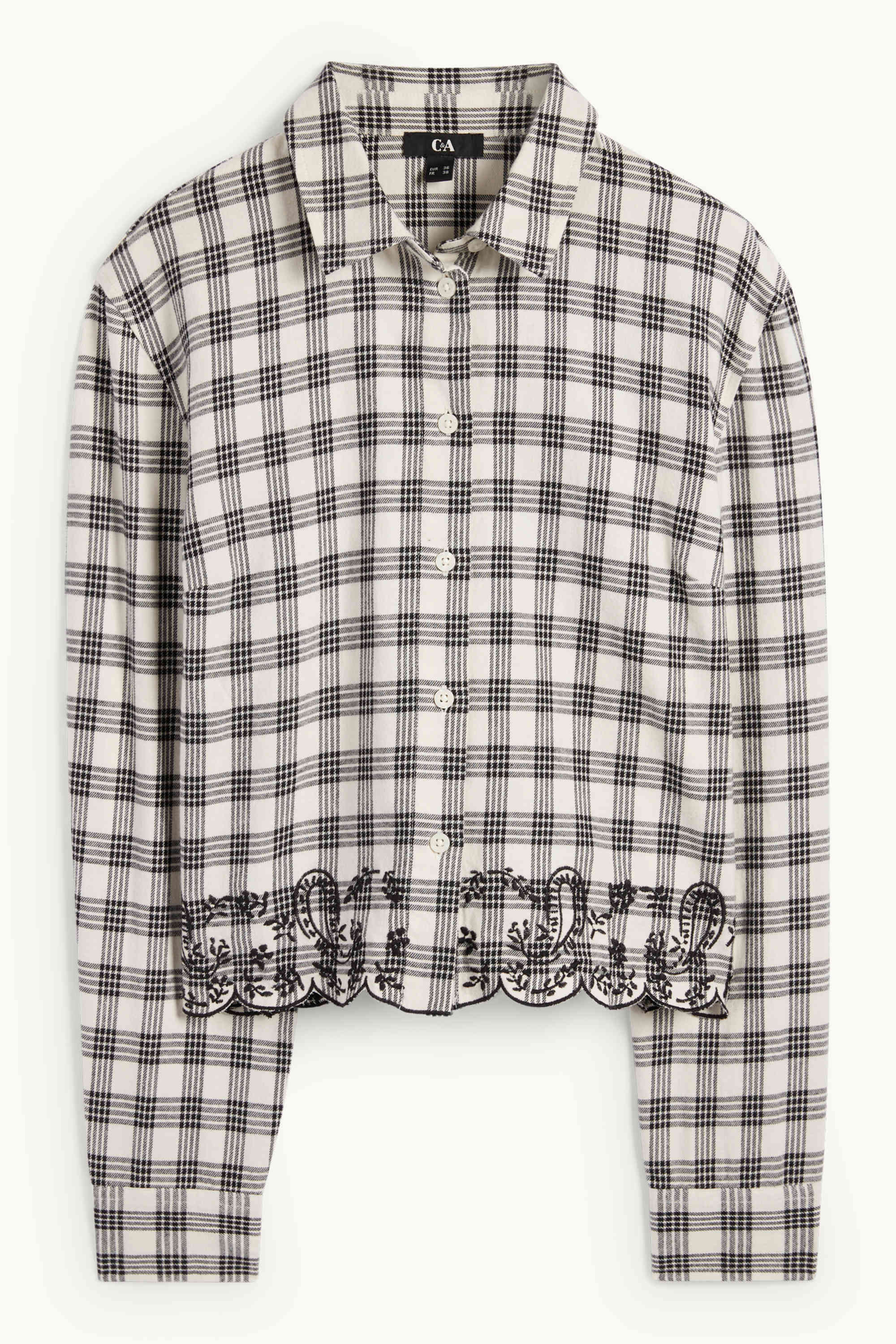 Flannel blouse - check white / black