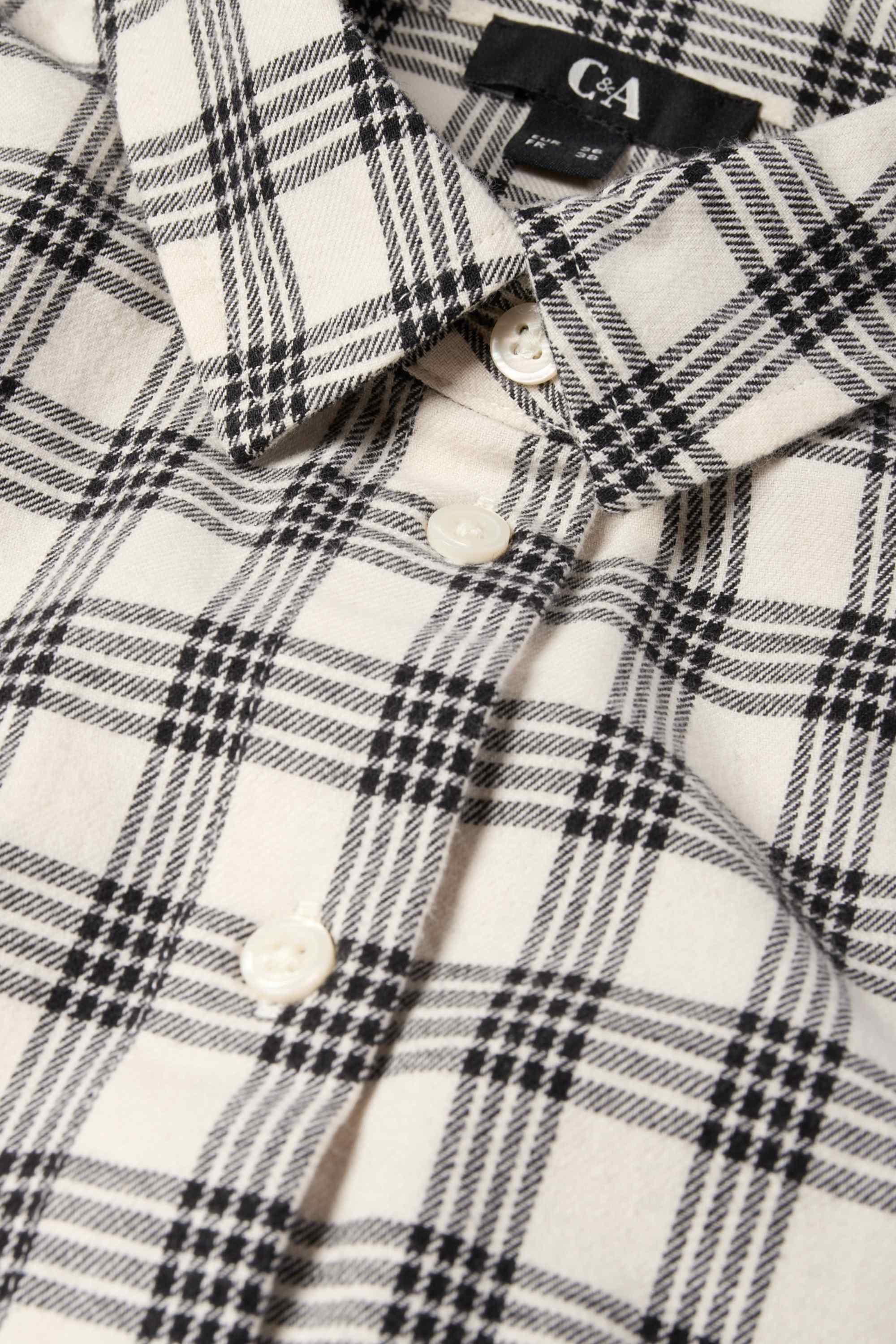 Flannel blouse - check white / black