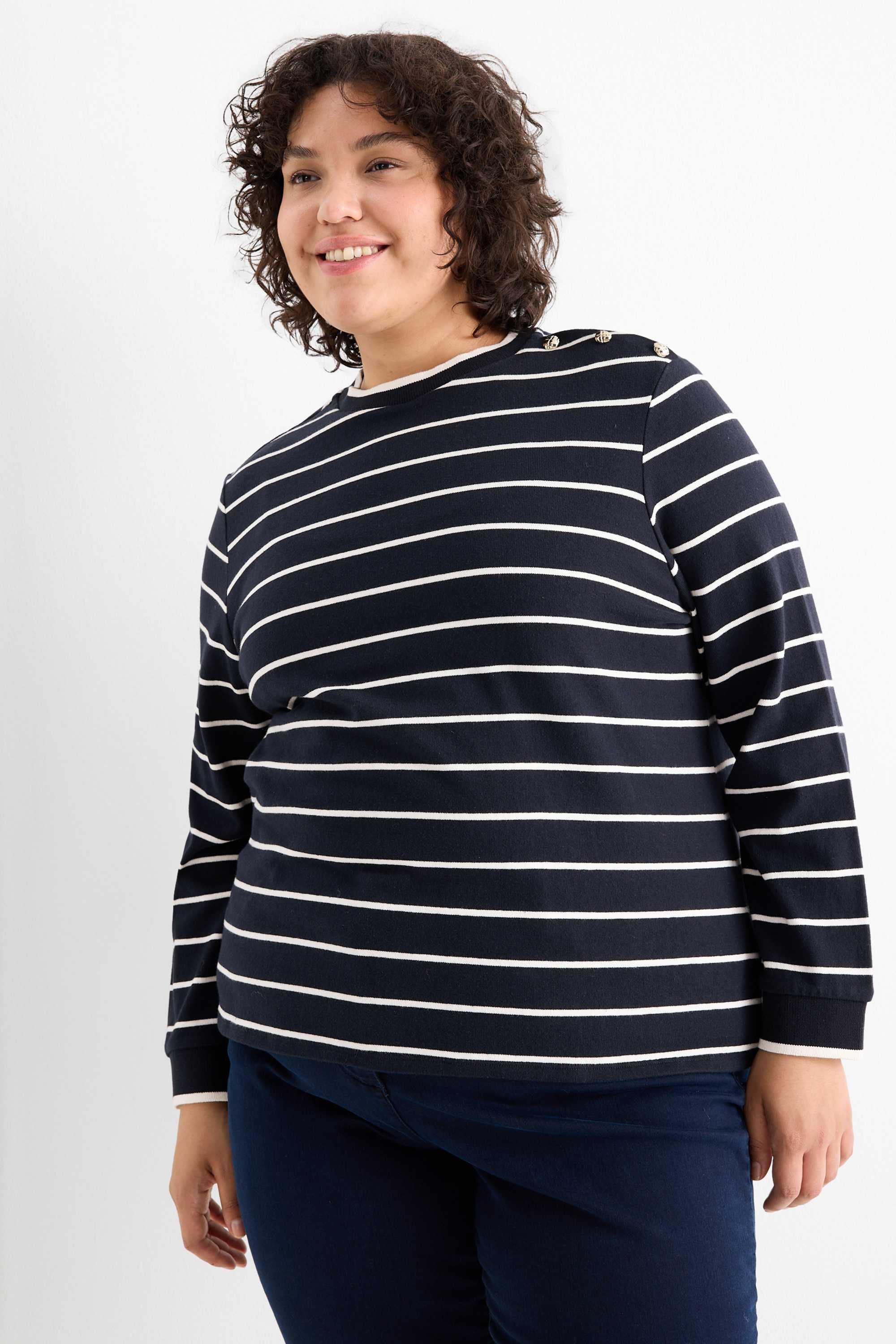 Jumper - striped dark blue