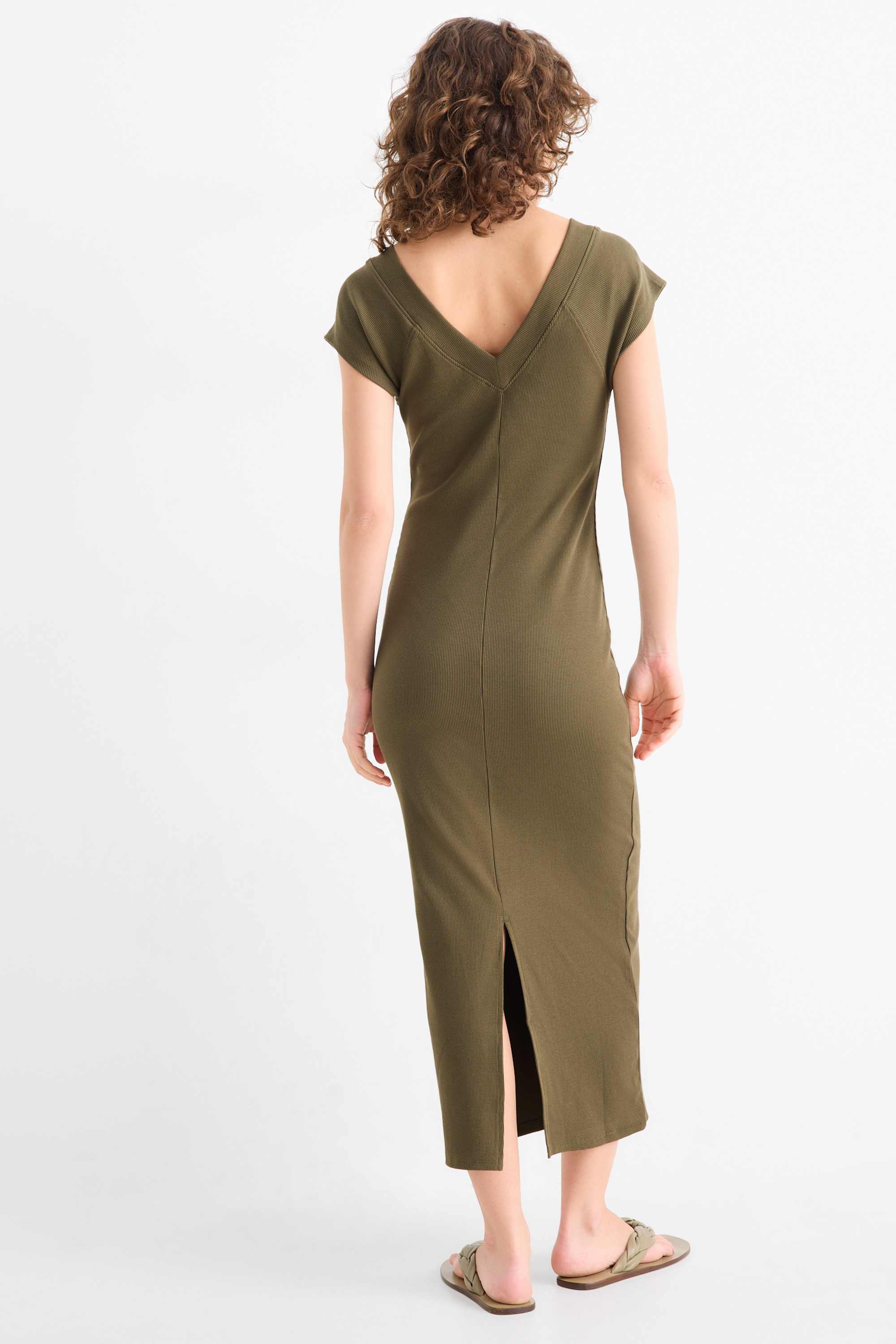 Bodycon dress - ribbed green