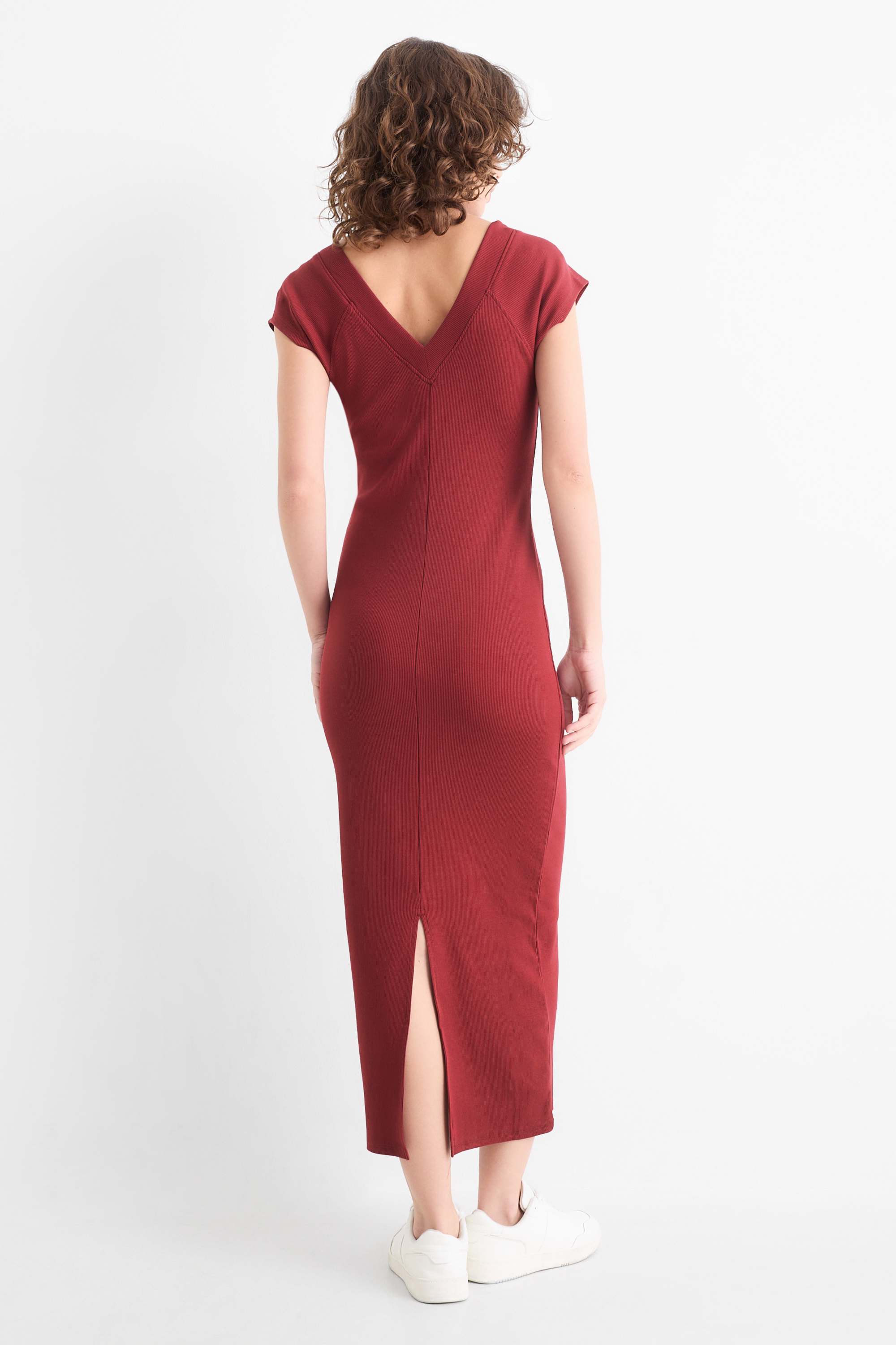 Bodycon dress - ribbed bordeaux