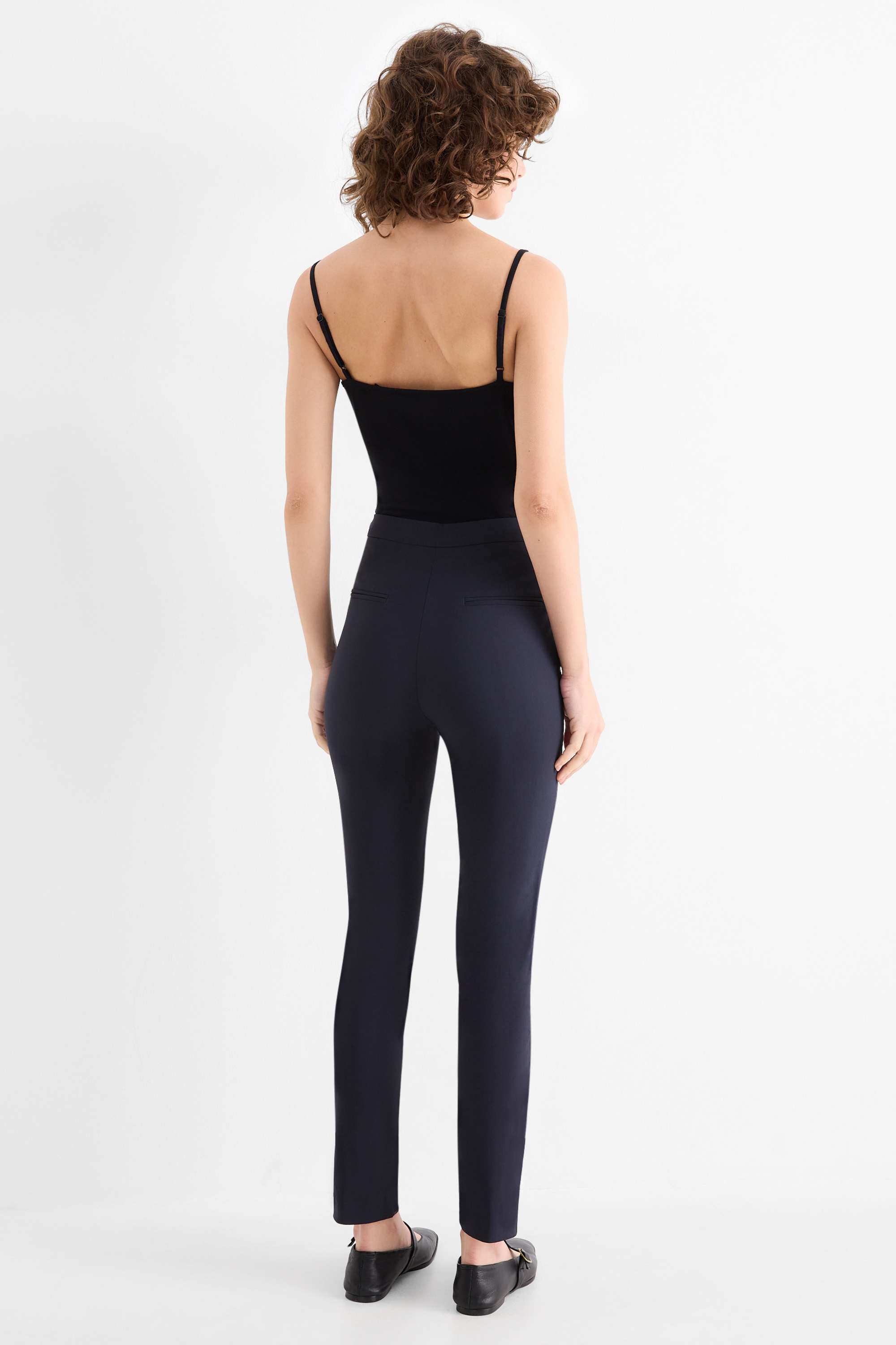 Cloth trousers - mid-rise waist - tapered fit dark blue
