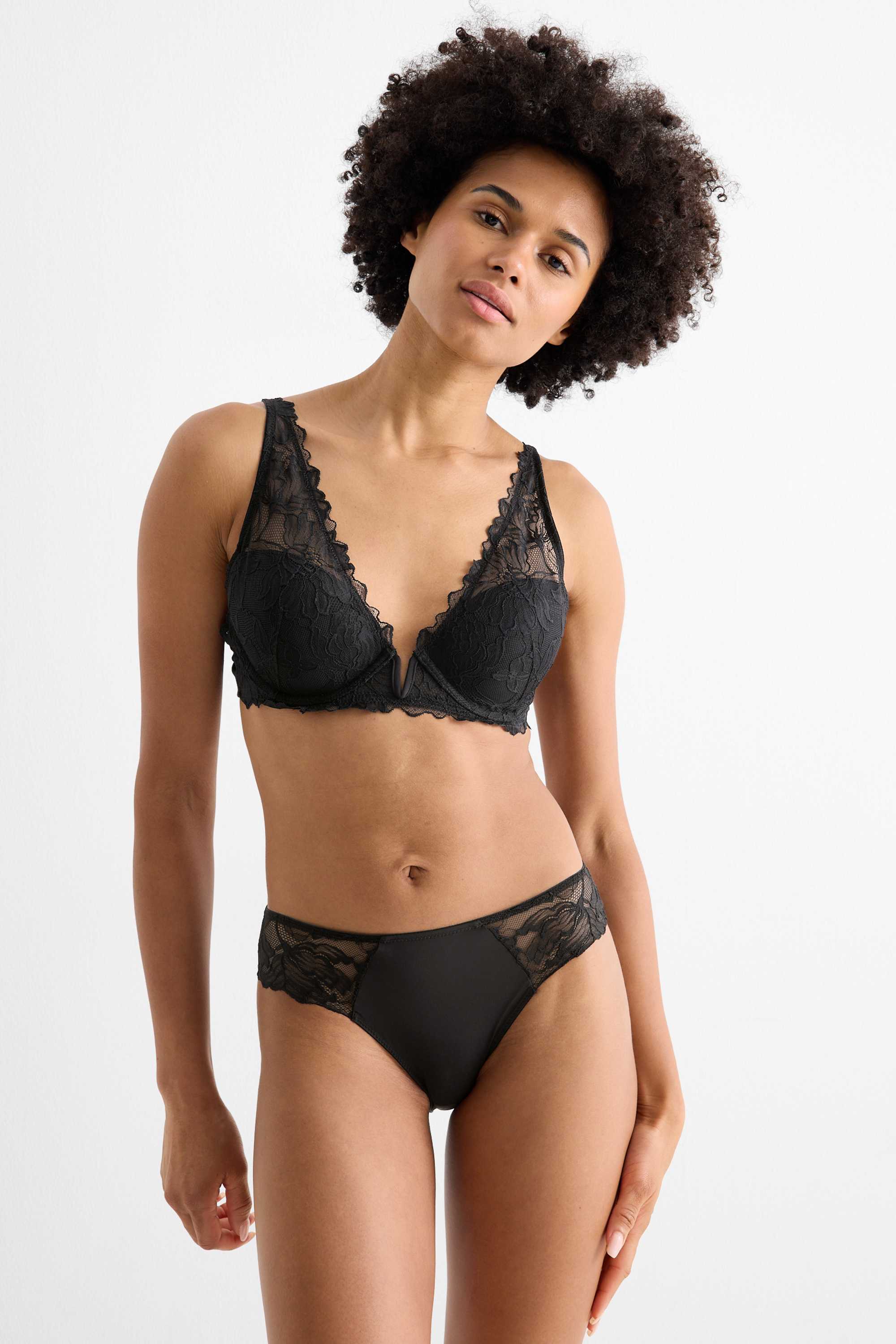 Underwire bra - PLUNGE - padded black