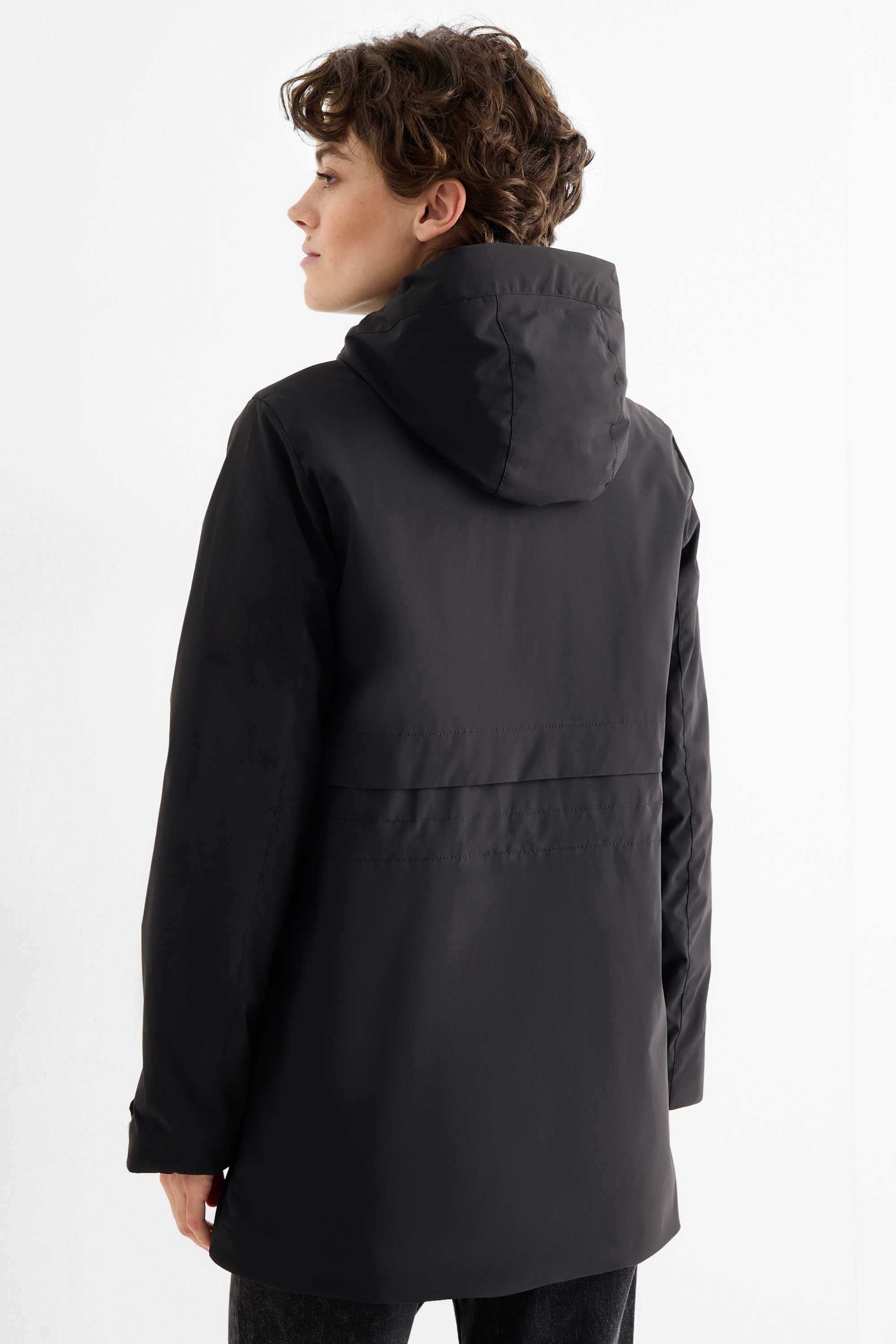 Jacket with hood - lined - water-repellent black