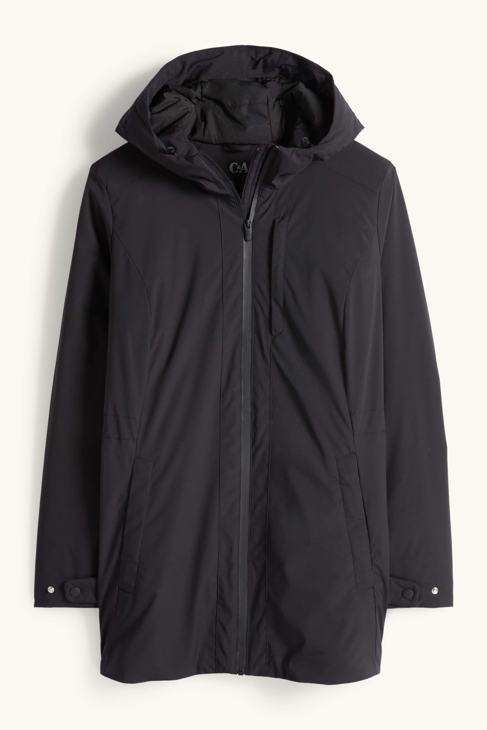 Jacket with hood - lined - water-repellent black