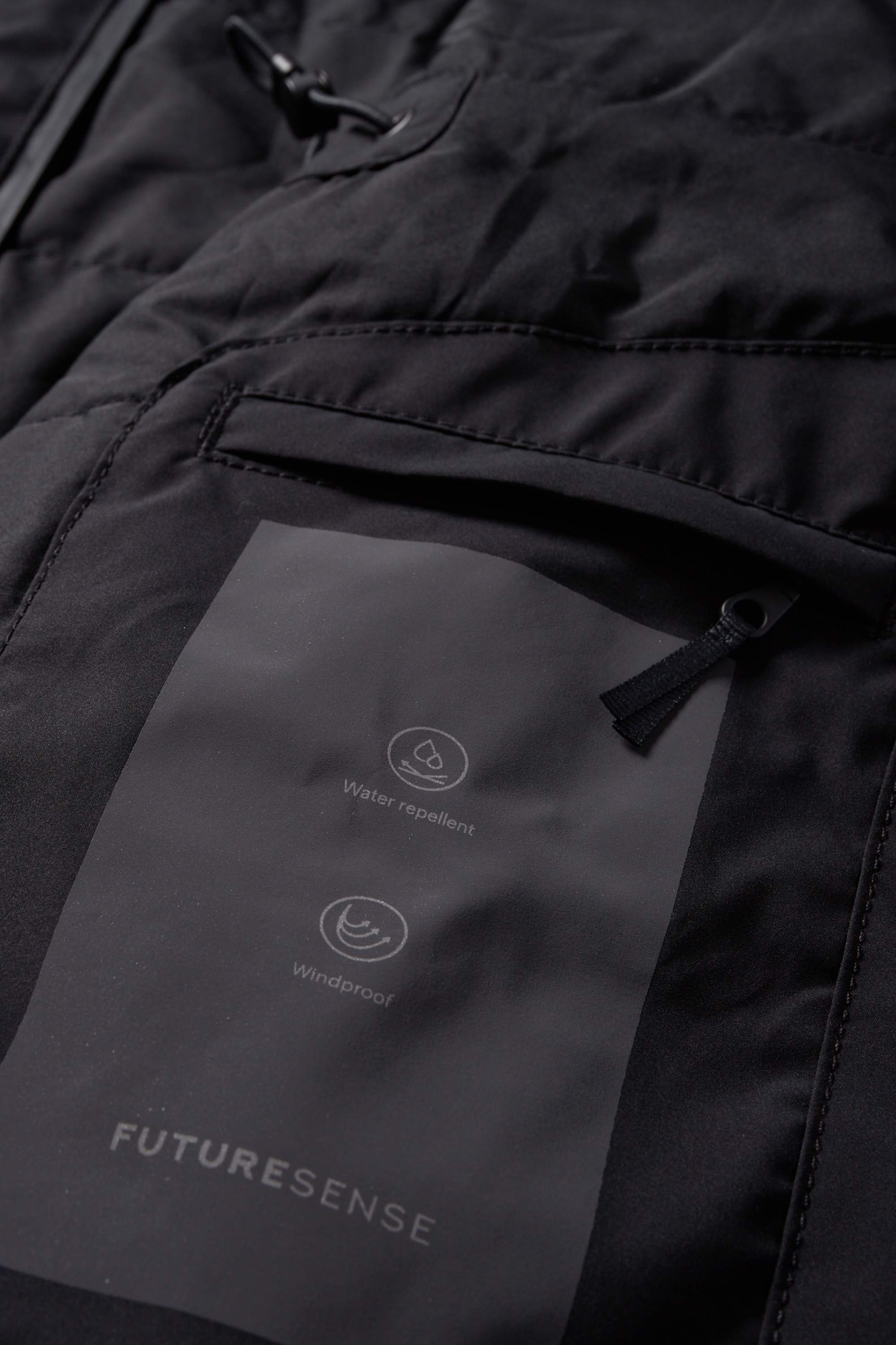 Jacket with hood - lined - water-repellent black