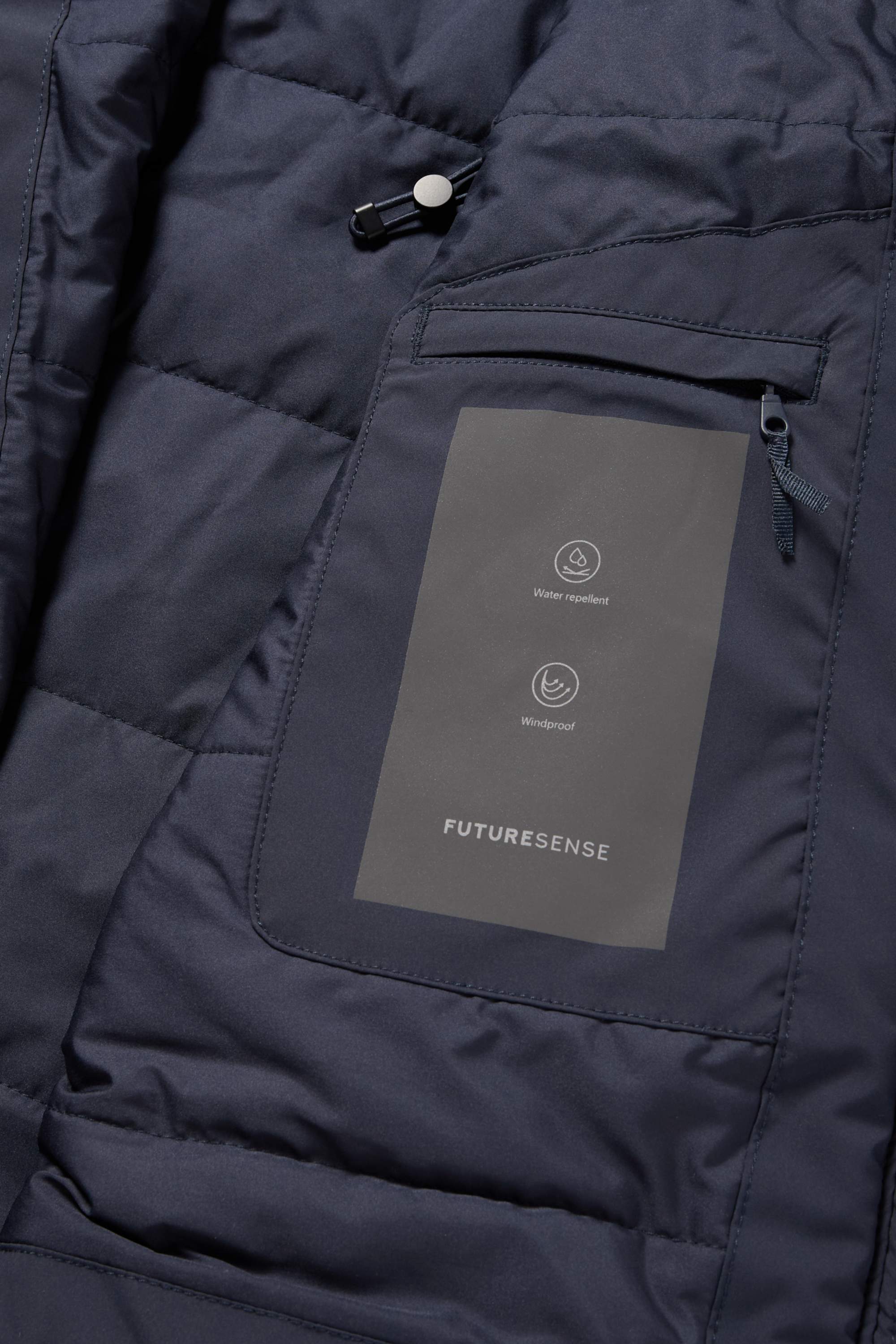 Jacket with hood - lined - water-repellent dark blue