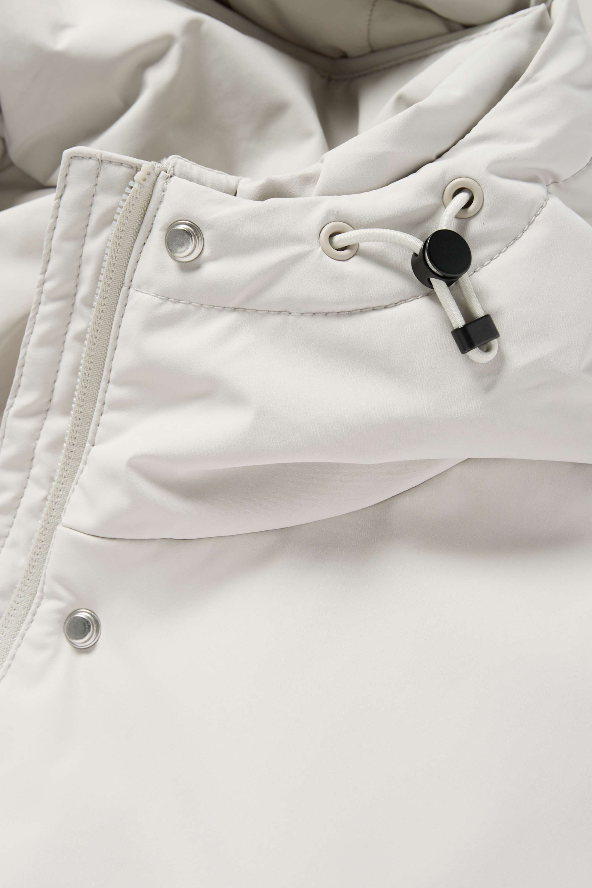 Coat with hood and belt - lined - water-repellent light gray