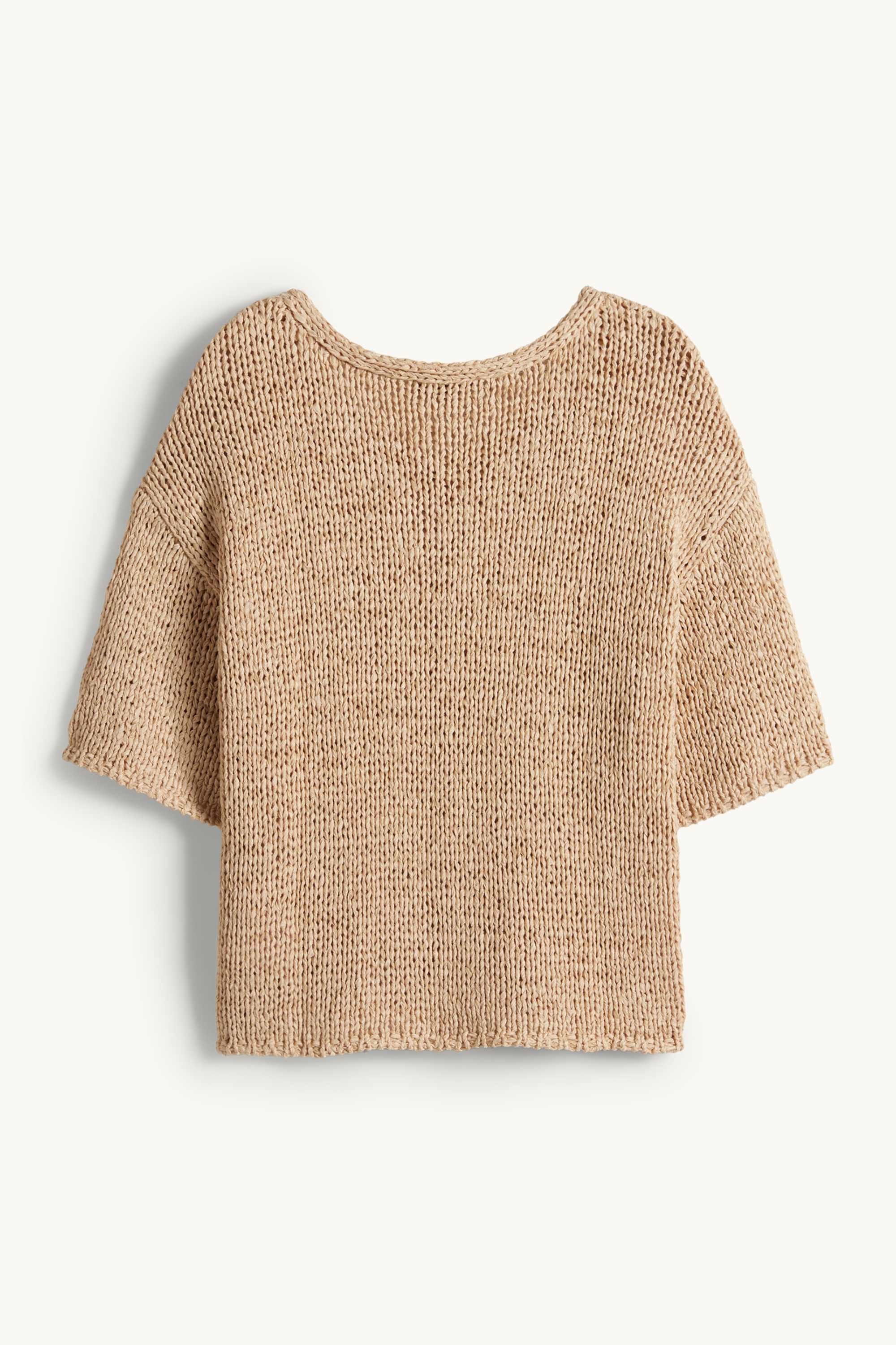 Knitted jumper - short sleeve beige