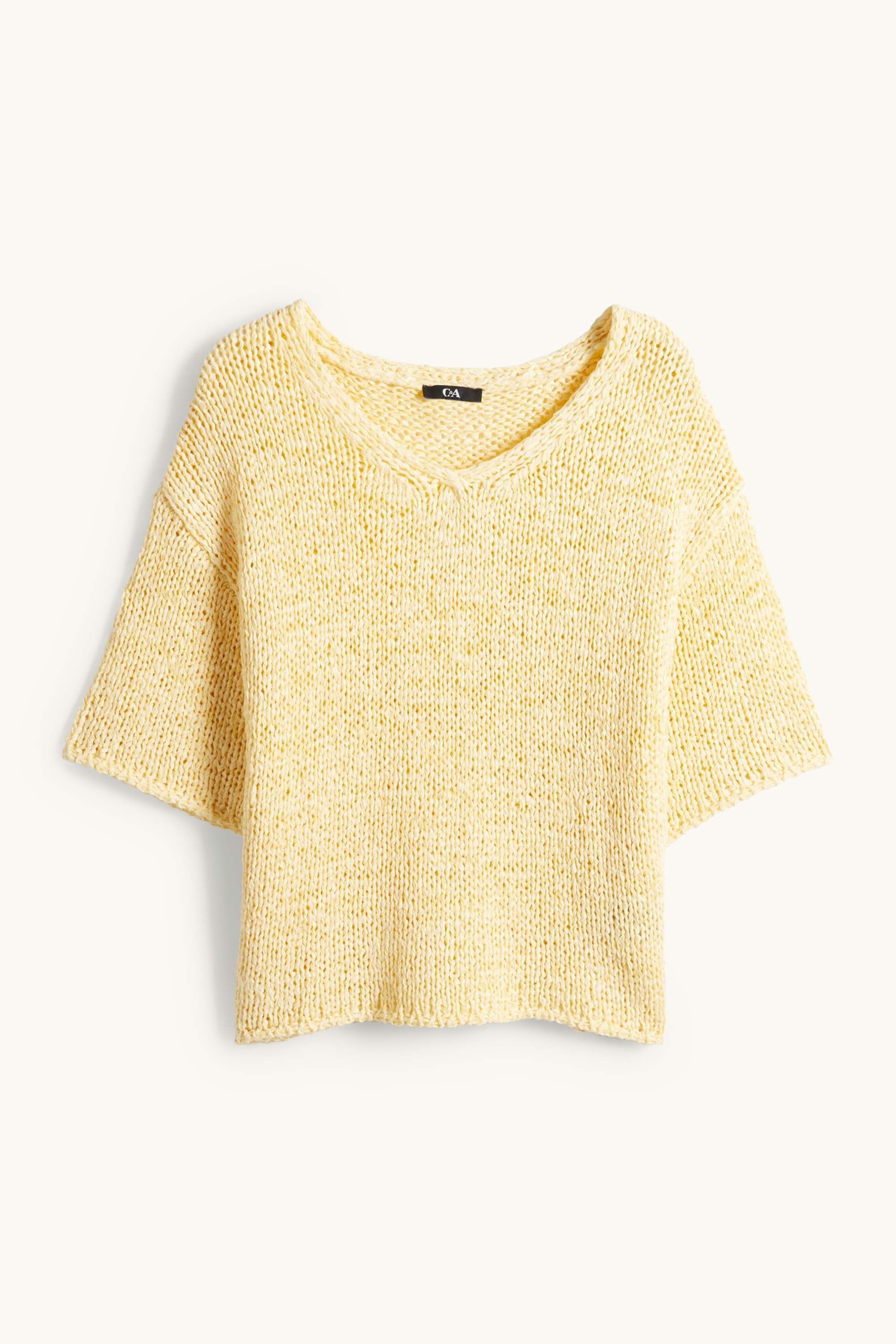 Knitted jumper - short sleeve yellow