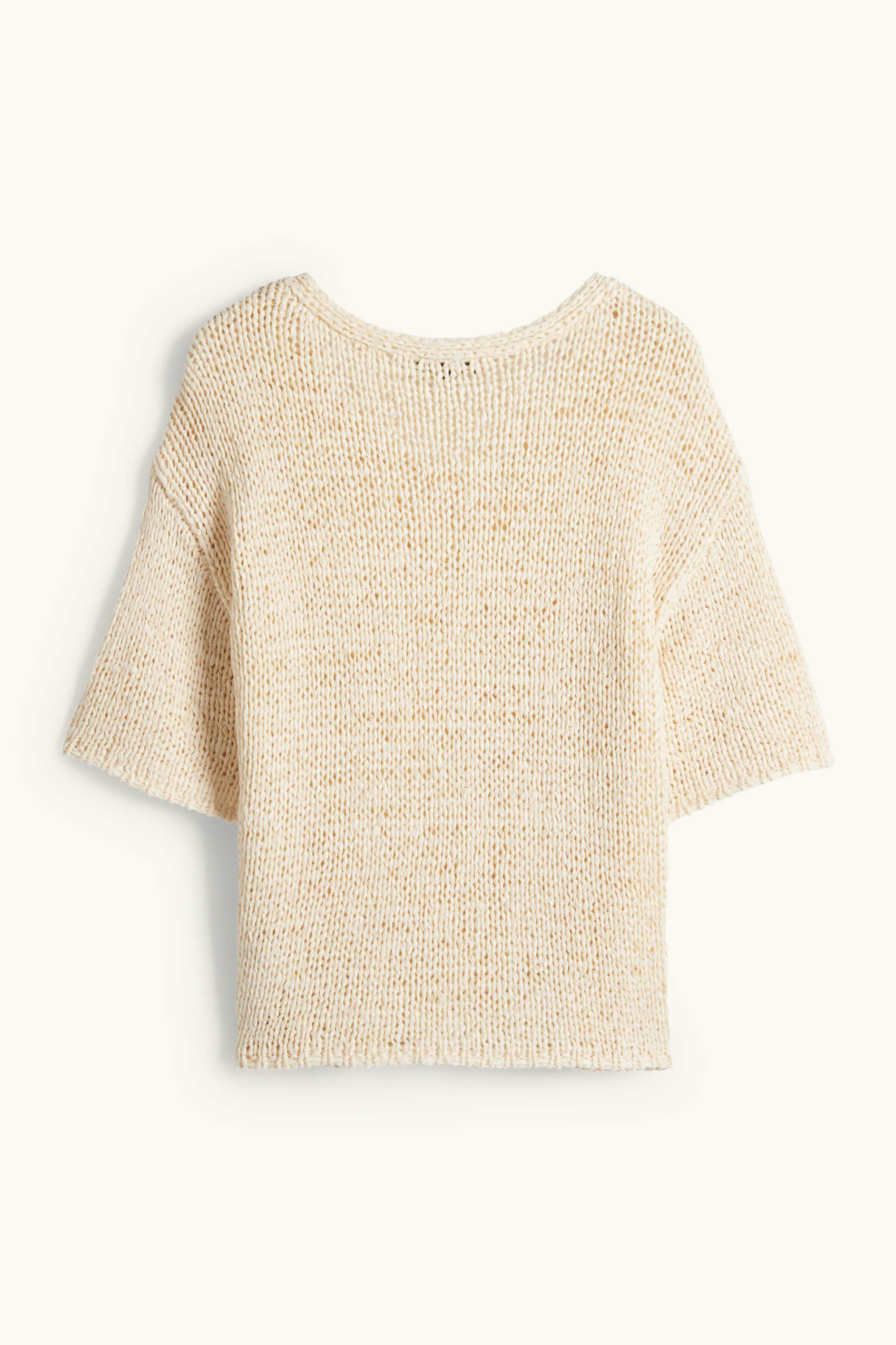 Knitted jumper - short sleeve light beige