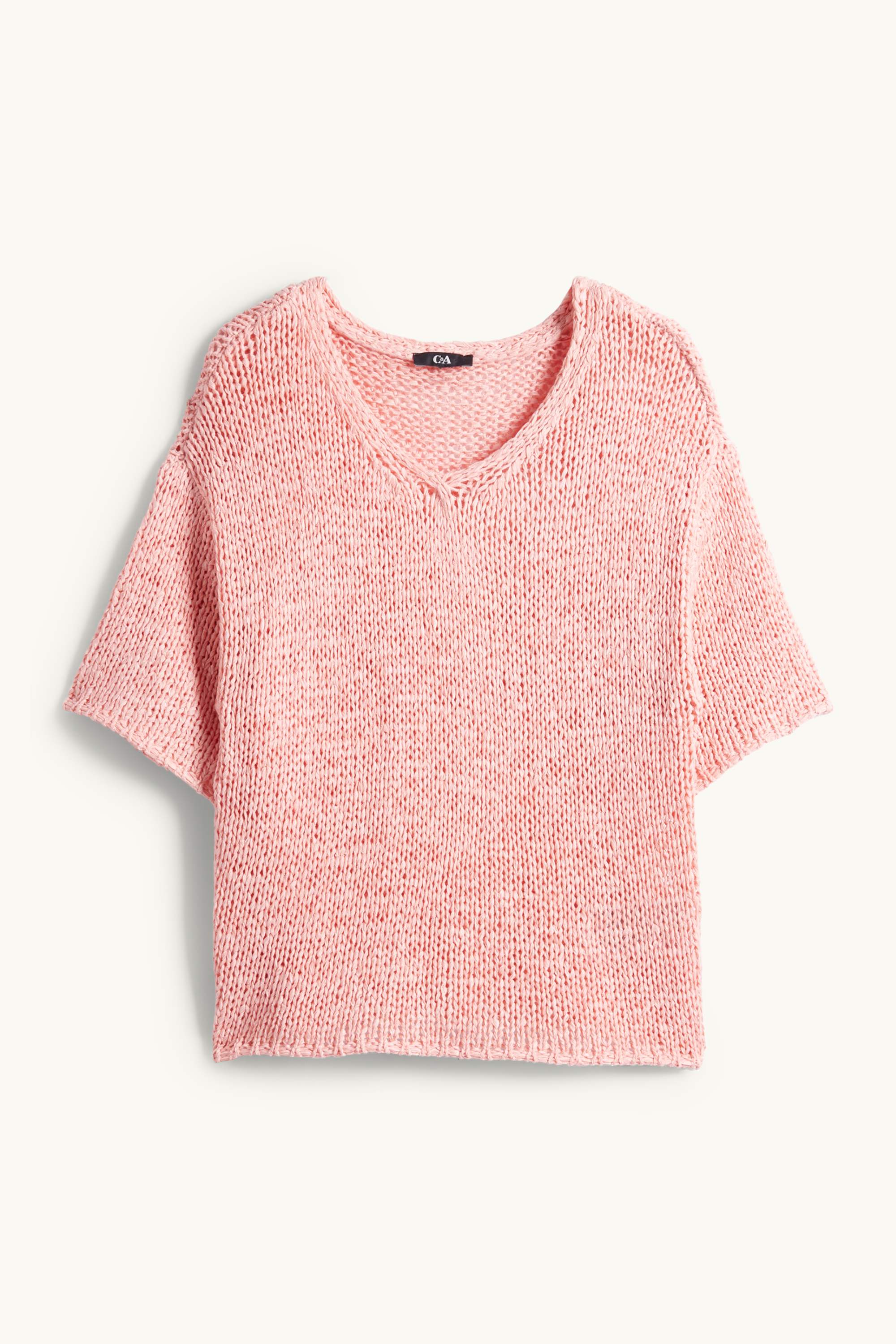 Knitted jumper - short sleeve pink
