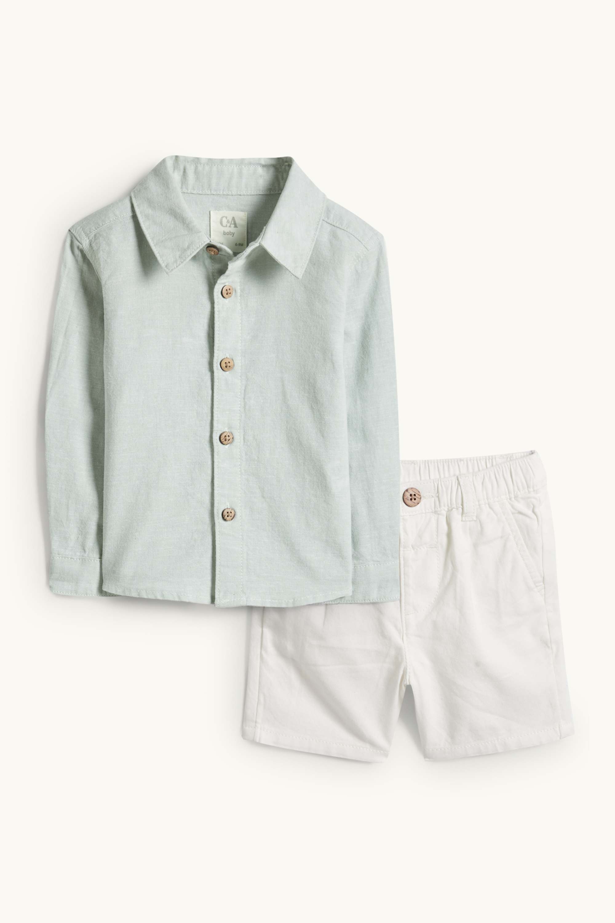 Baby outfit - 2 piece white / light blue