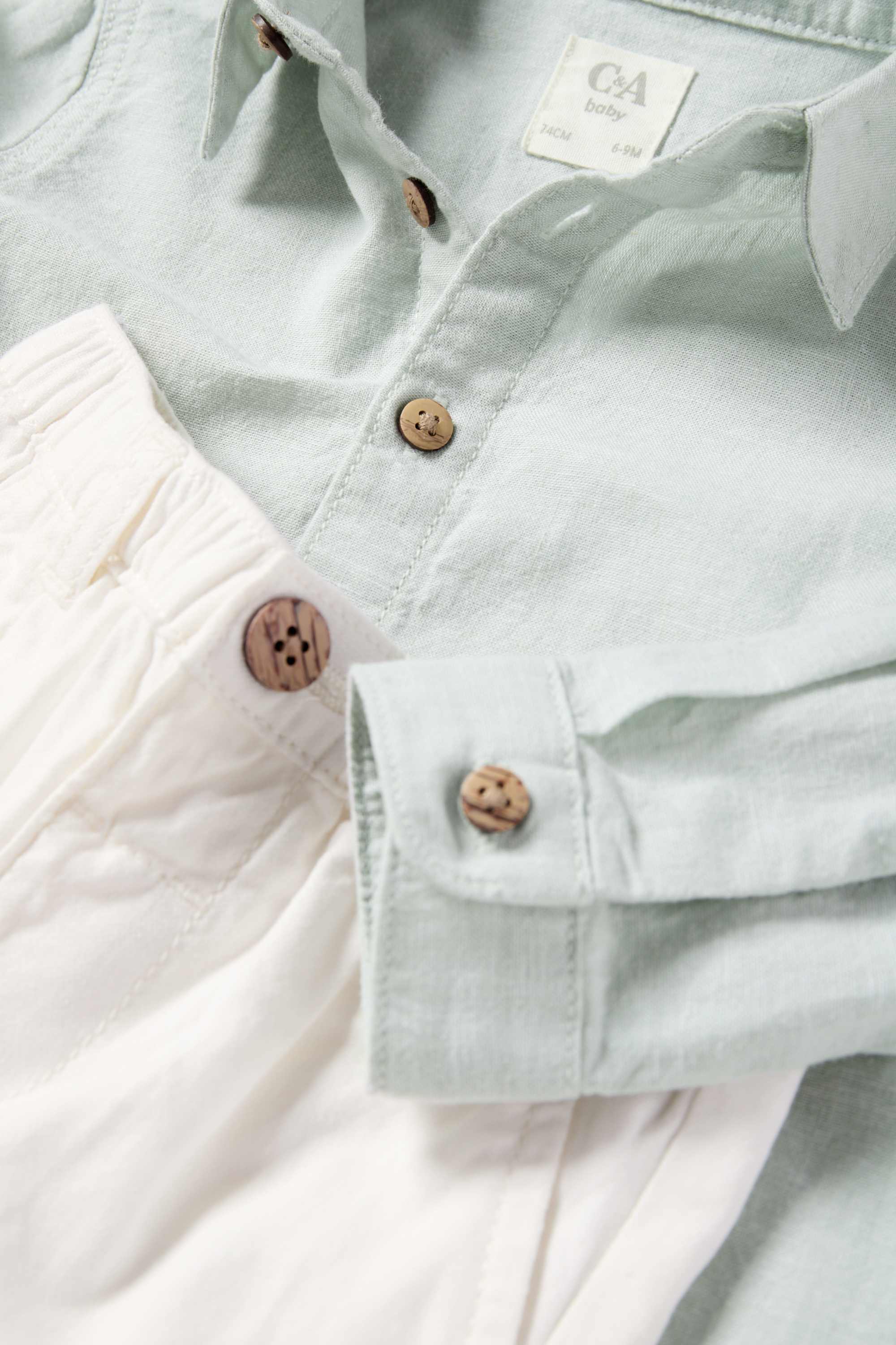 Baby outfit - 2 piece white / light blue