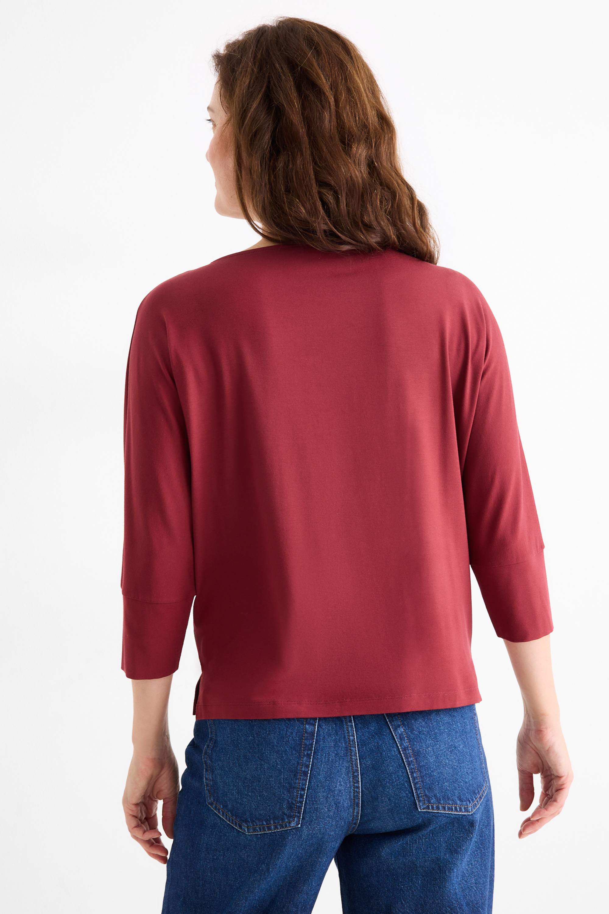 Long sleeve top - regular fit dark red