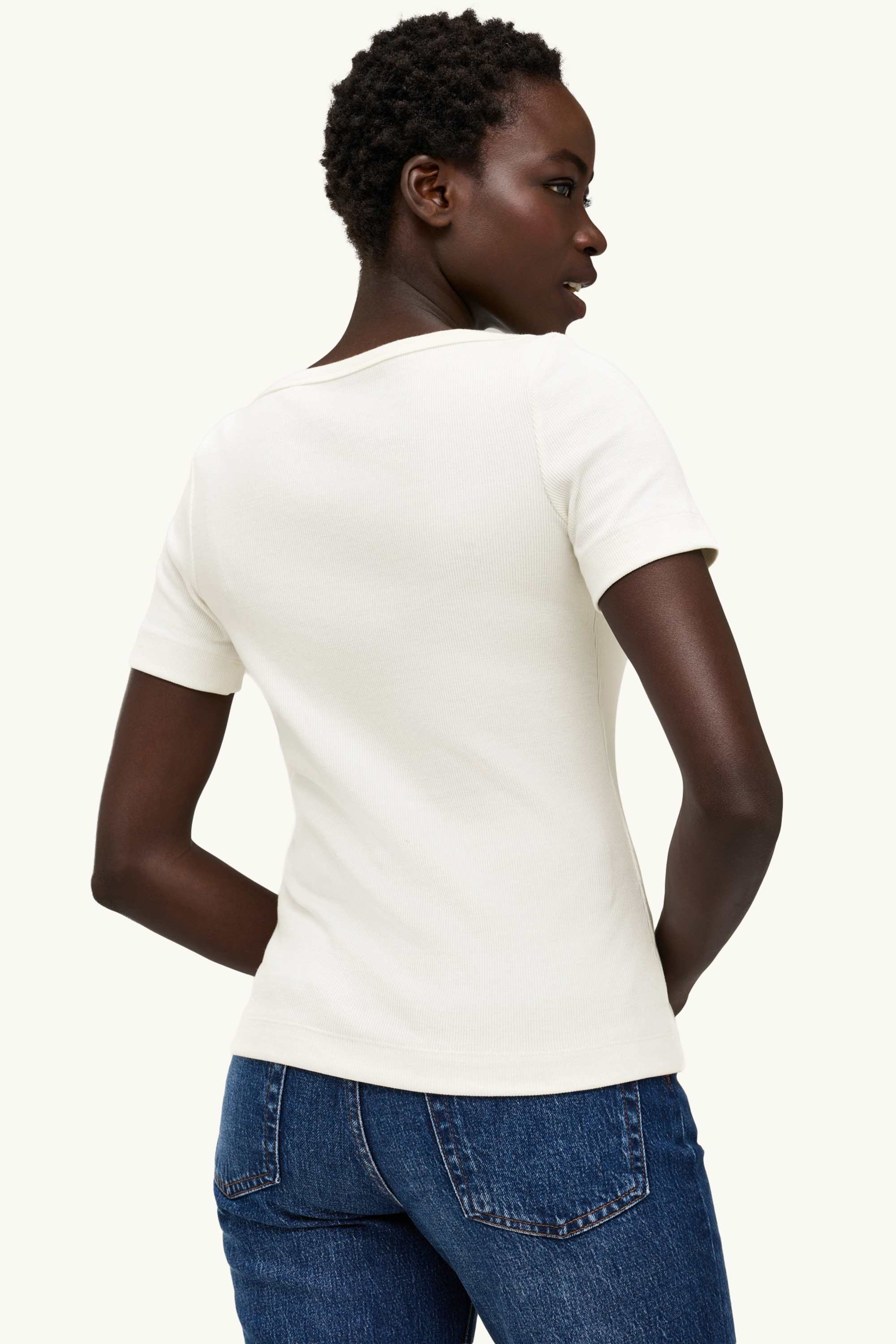 T-shirt - slim fit - ribbed white