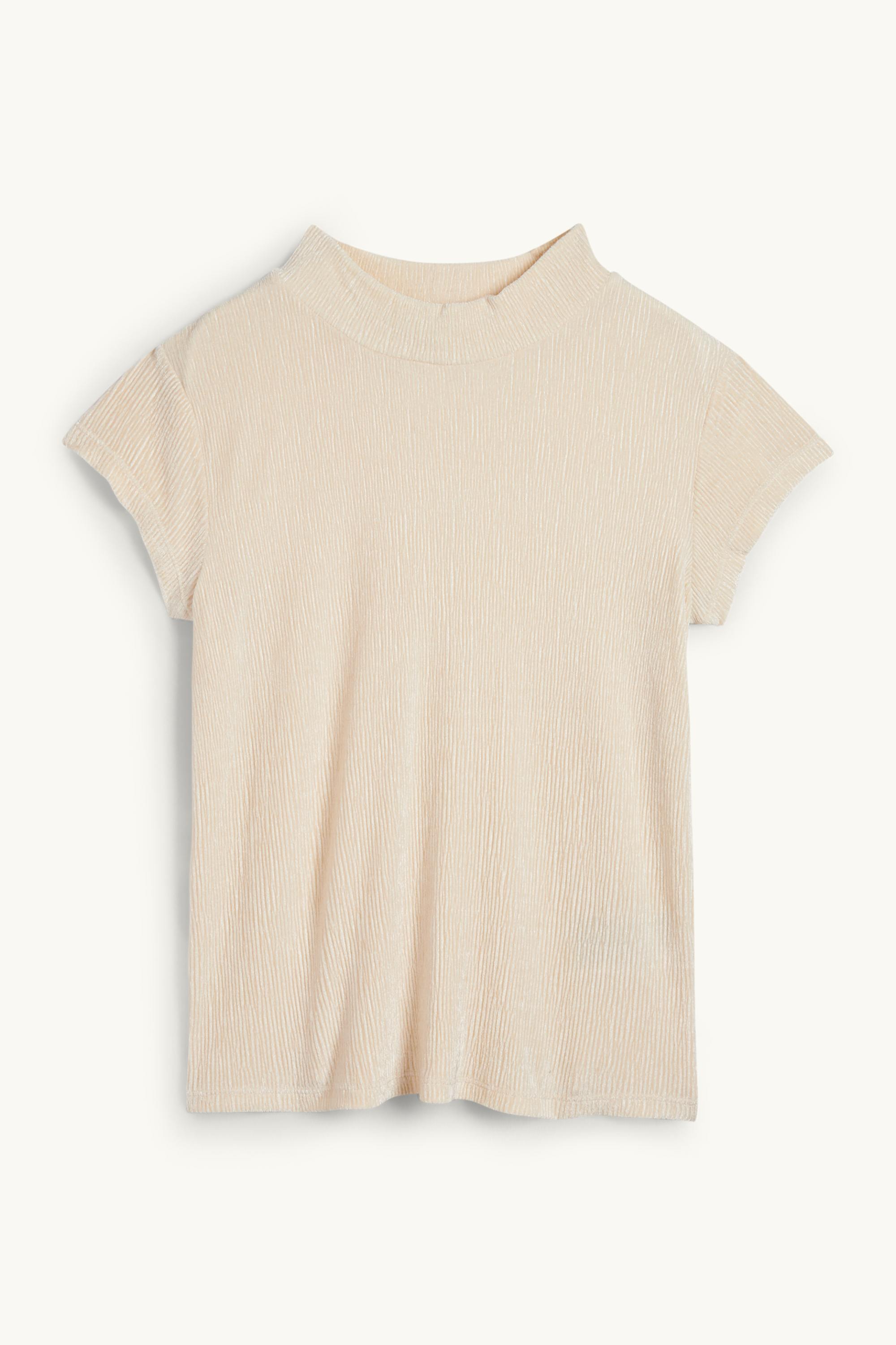 Velvet T-shirt - regular fit - textured beige