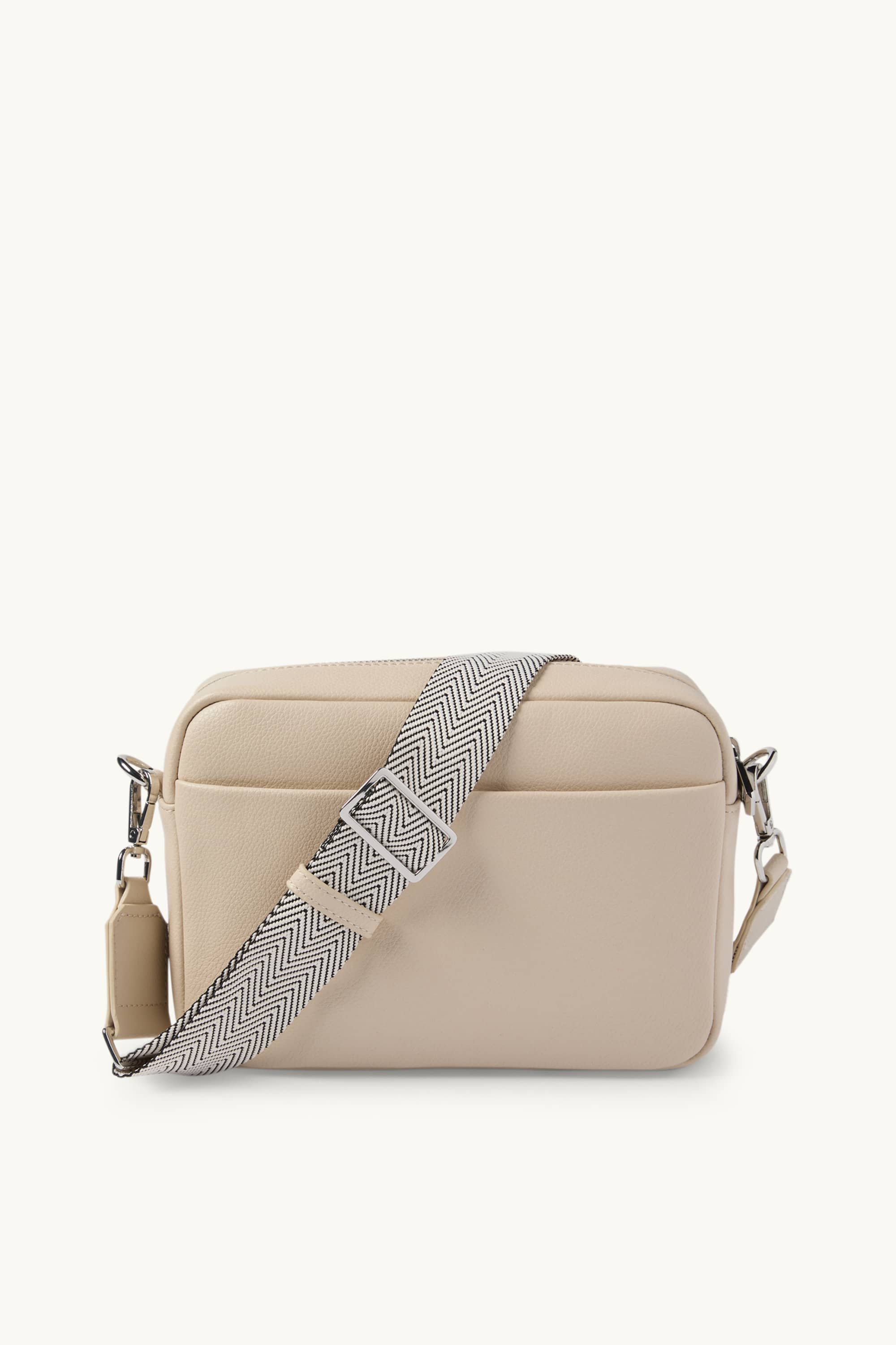 Crossbody bag with detachable bag strap - faux leather light beige