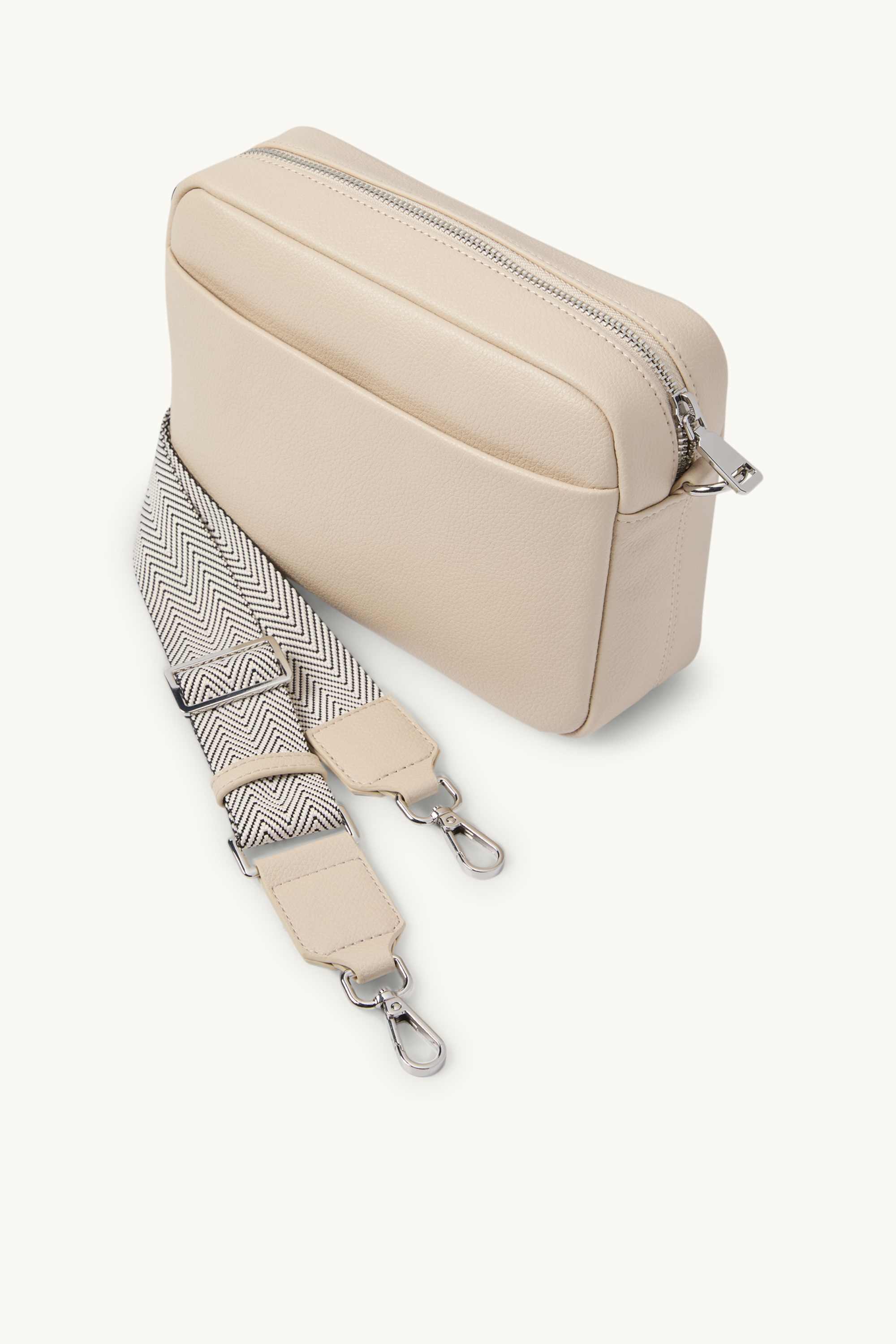 Crossbody bag with detachable bag strap - faux leather light beige