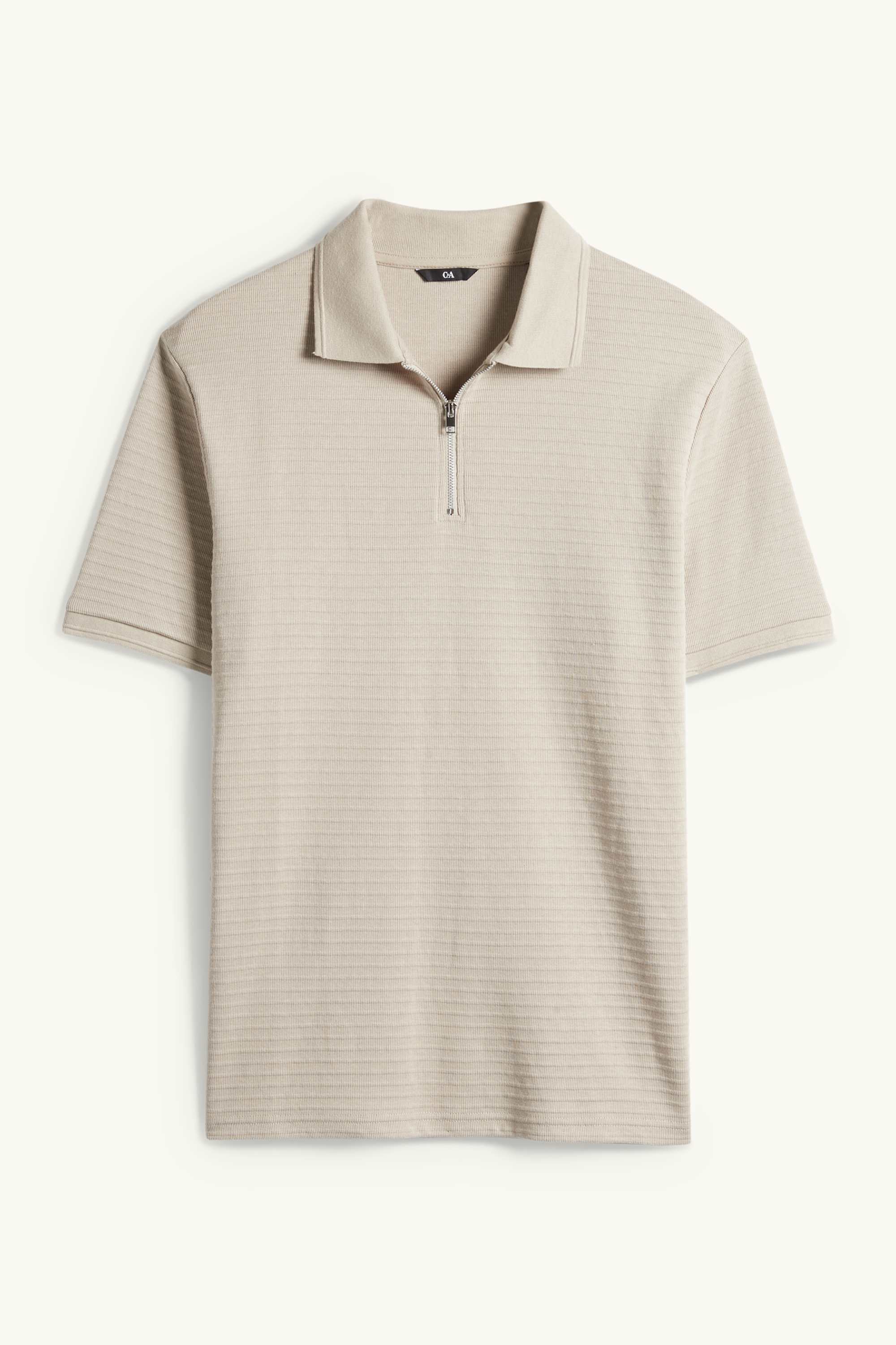 Polo shirt - regular fit - ribbed beige