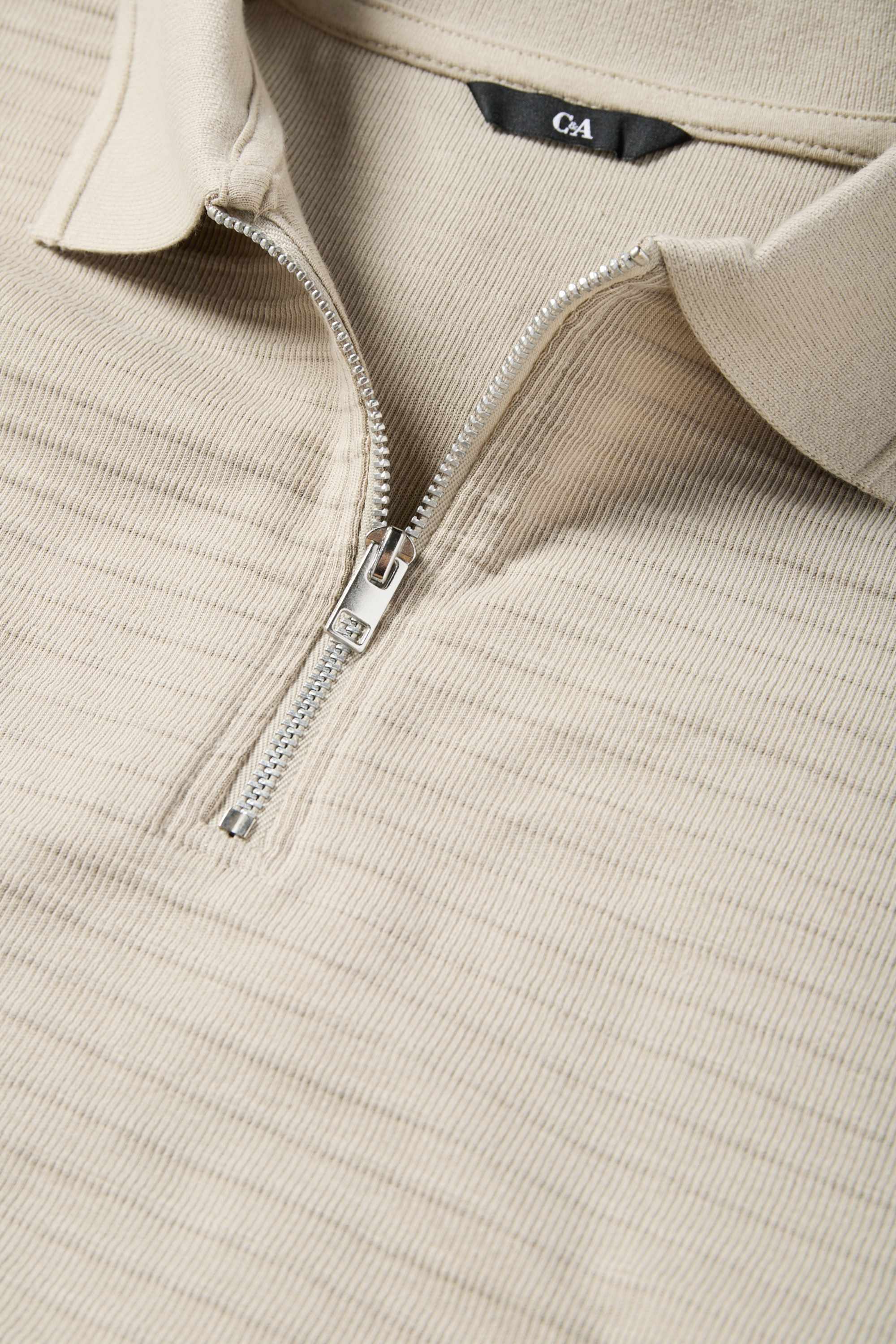 Polo shirt - regular fit - ribbed beige