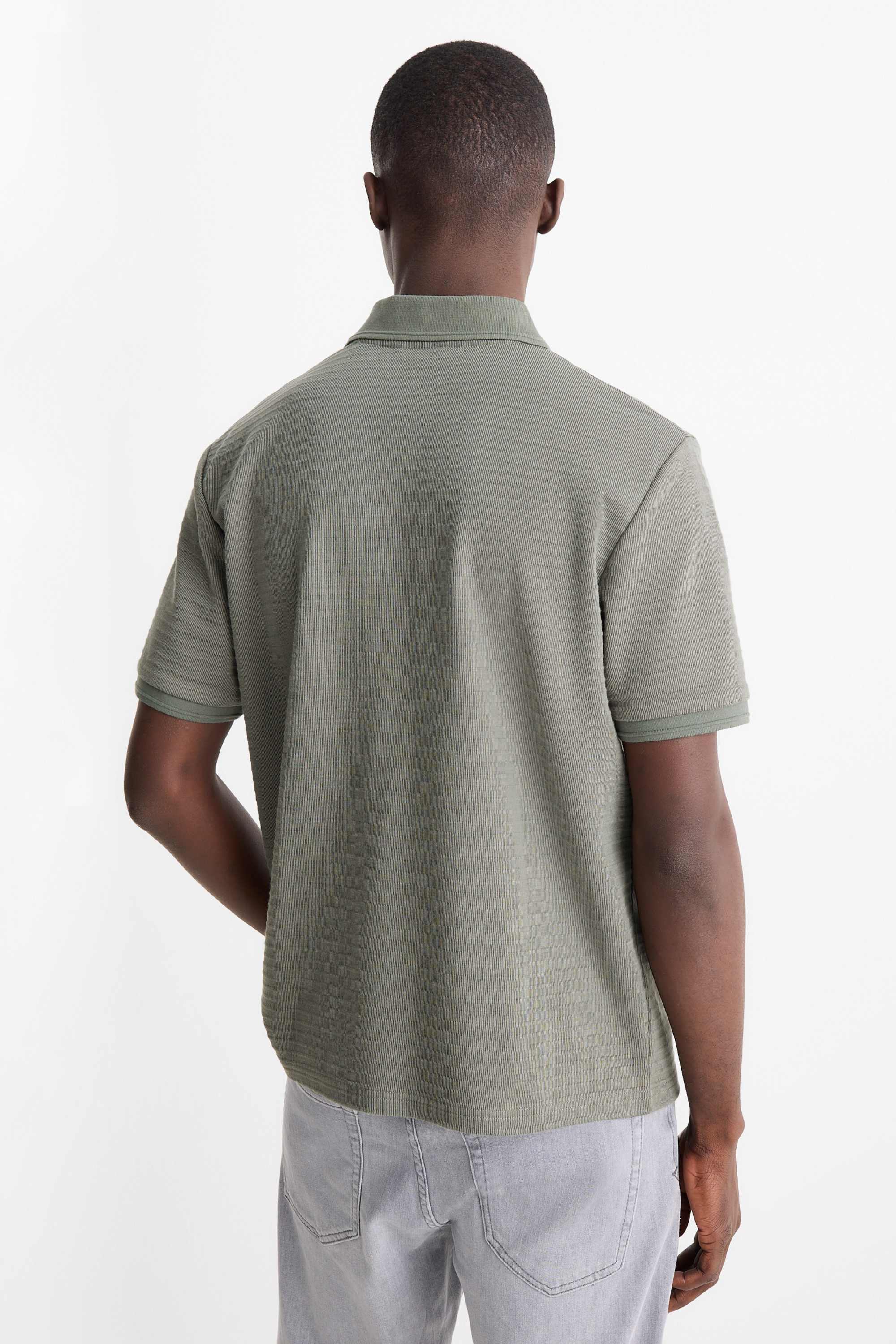 Polo shirt - regular fit - ribbed green