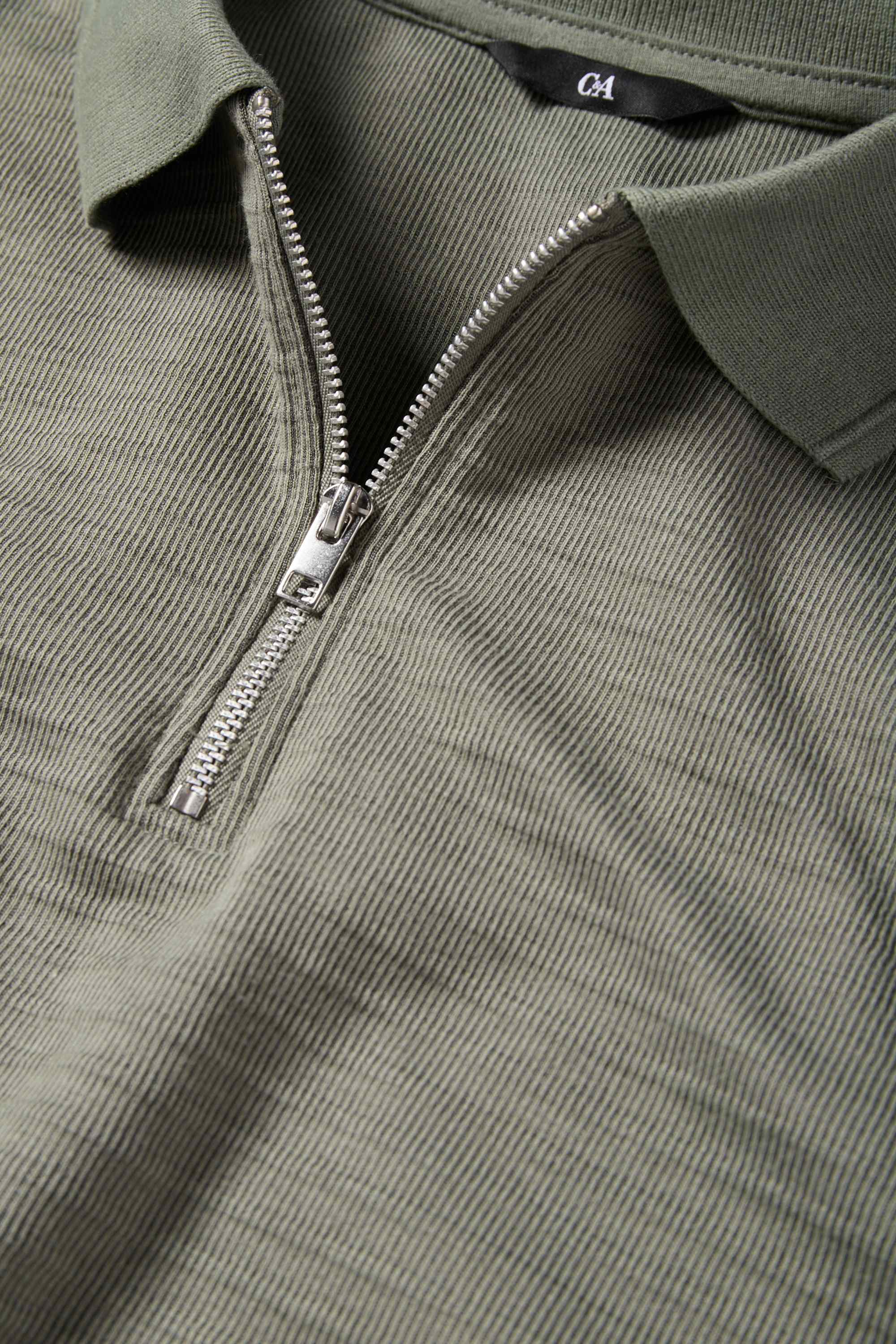 Polo shirt - regular fit - ribbed green