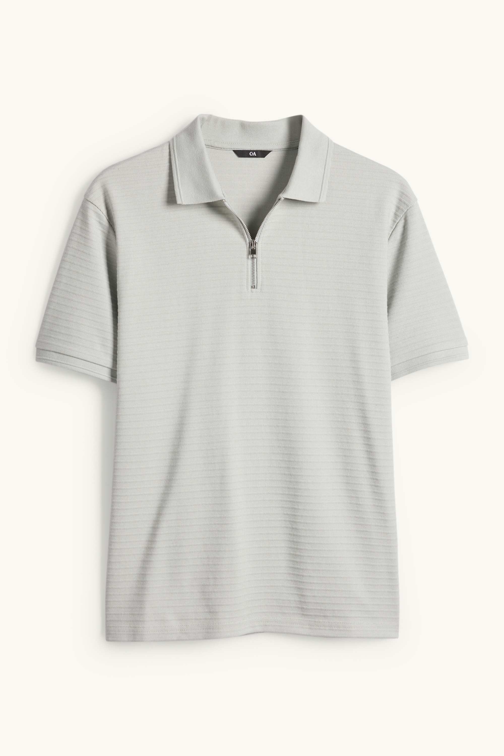 Polo shirt - regular fit - ribbed gray