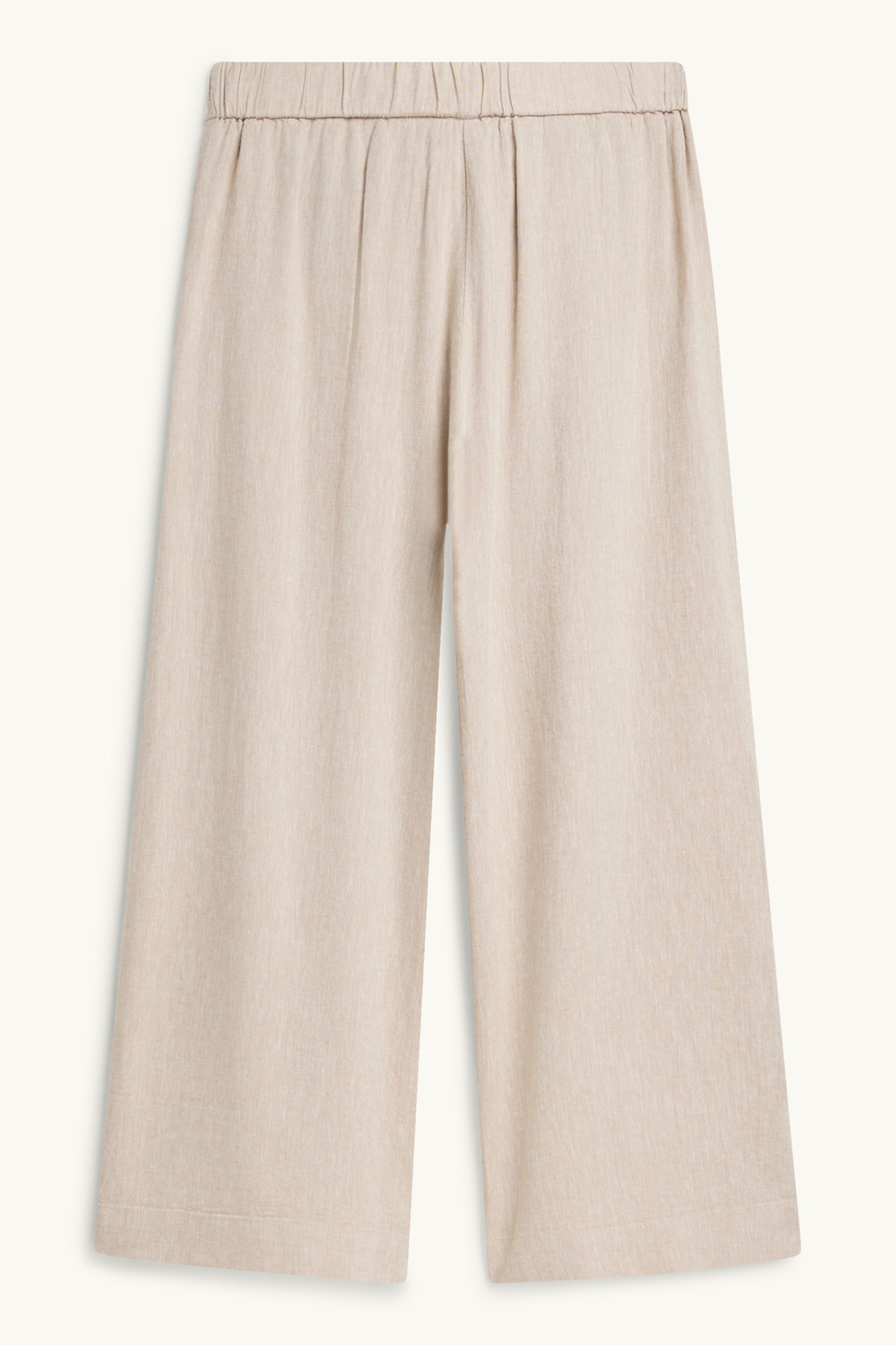 Cloth trousers - mid-rise waist - wide leg - linen blend beige