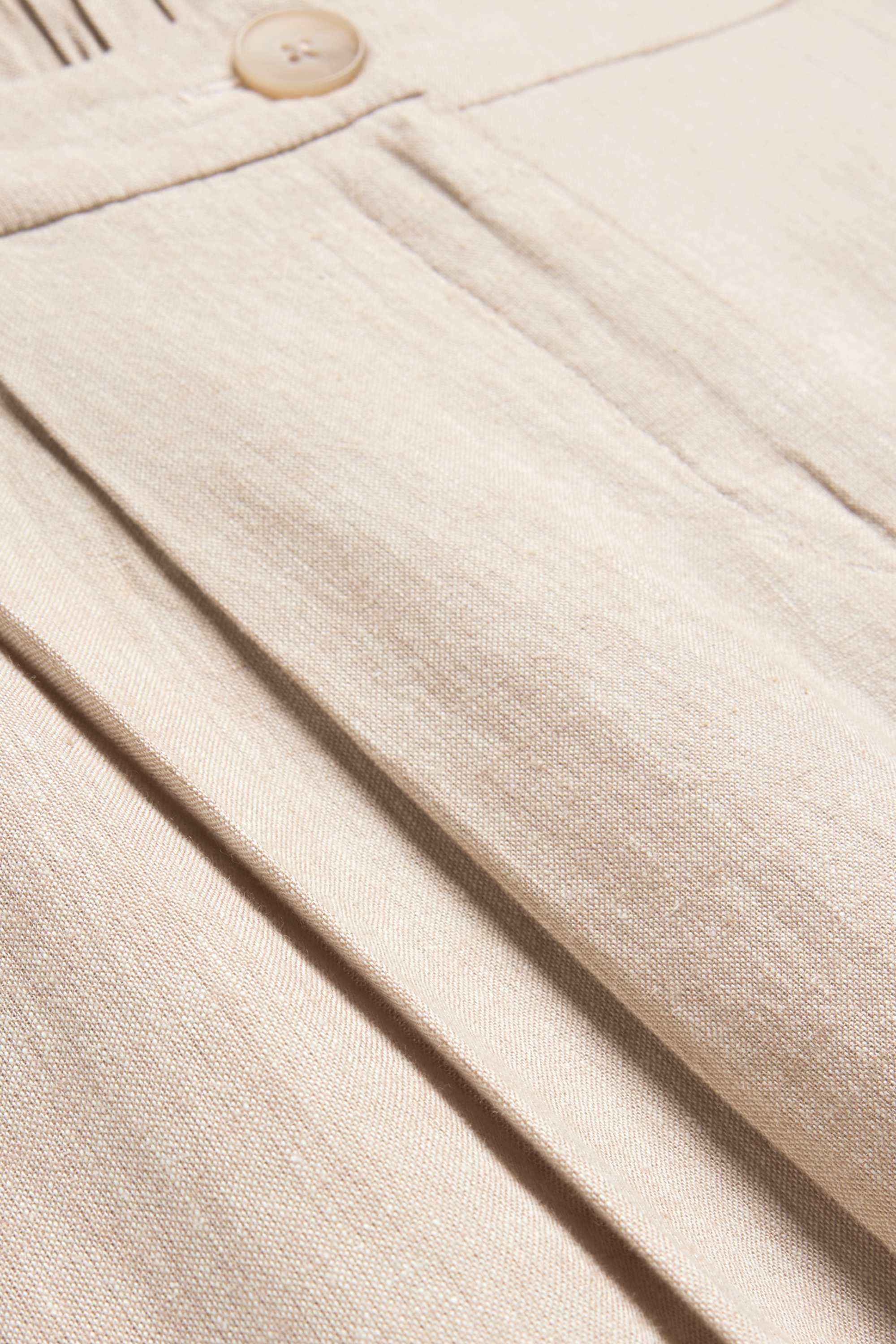 Cloth trousers - mid-rise waist - wide leg - linen blend beige