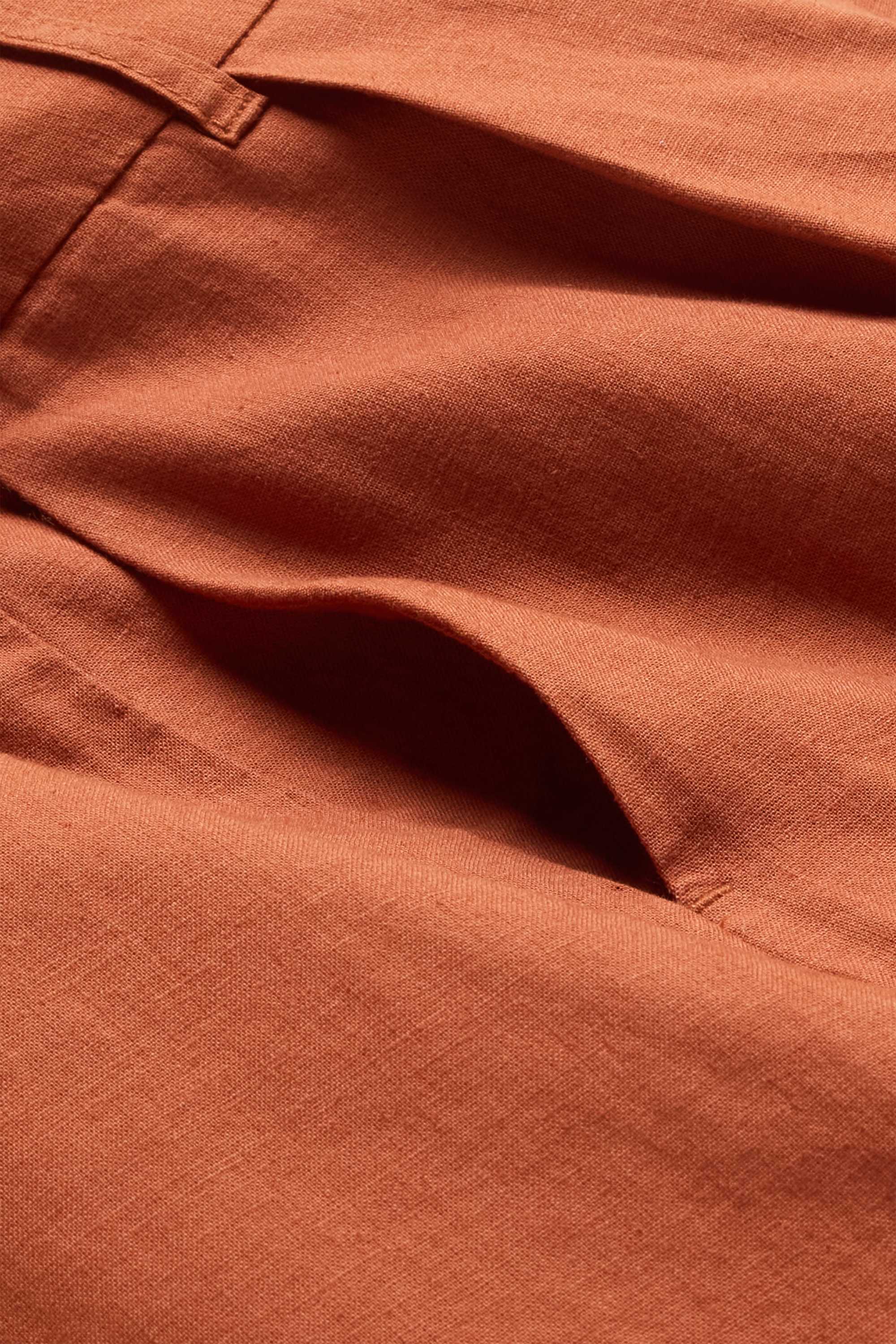 Shorts - mid-rise waist - linen blend terracotta